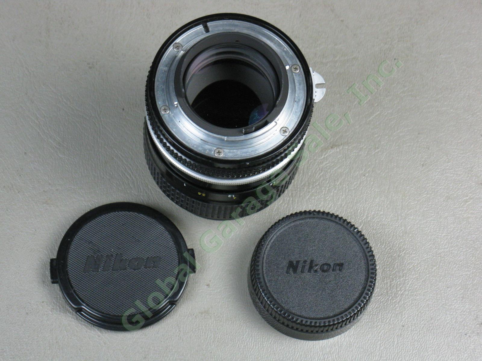 Nikon Nikkor 105mm 1:2.5 F-Mount Telephoto Camera Lens HS-4 Hood L37 Filter Lot 3