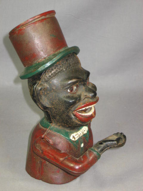 Antique Cast Iron Jolly Black Americana Mechanical Bank 1