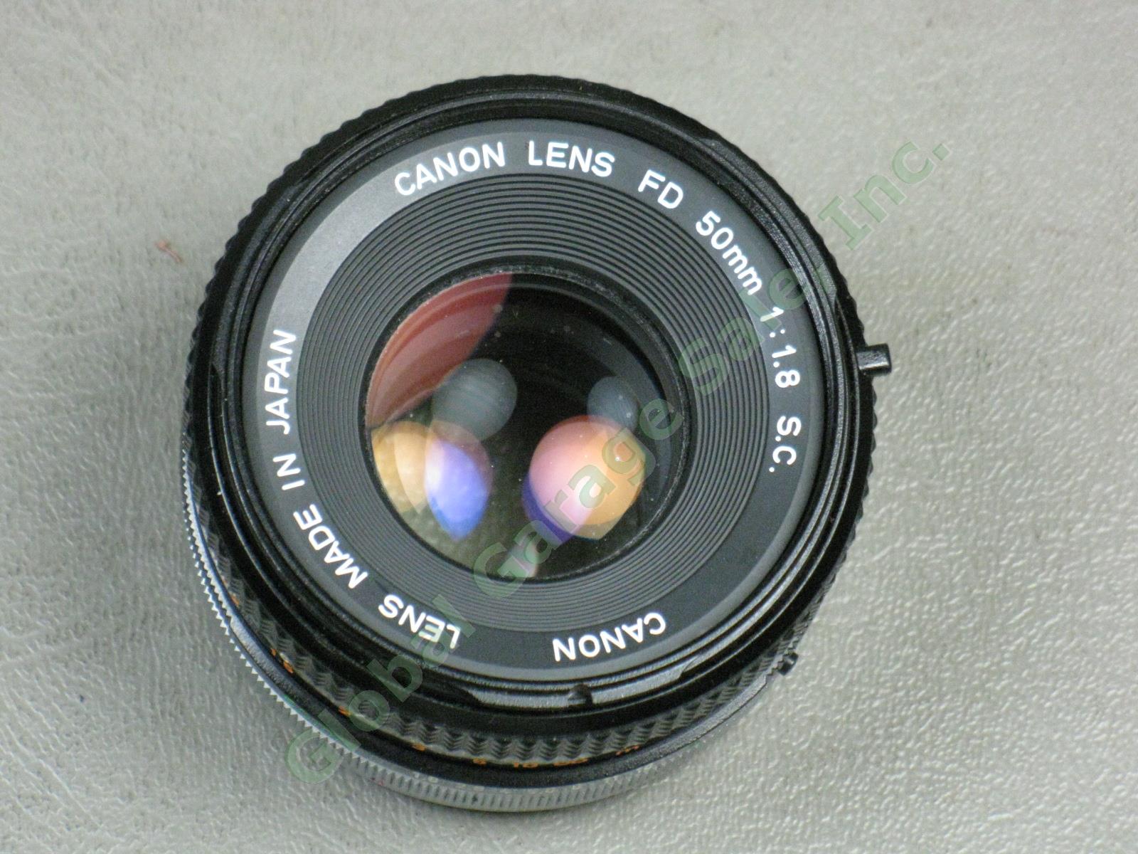 Canon EF 35mm SLR Camera + FD 50mm 1:1.8 + 135mm 1:2.5 SC Telephoto Lens Lot NR! 9