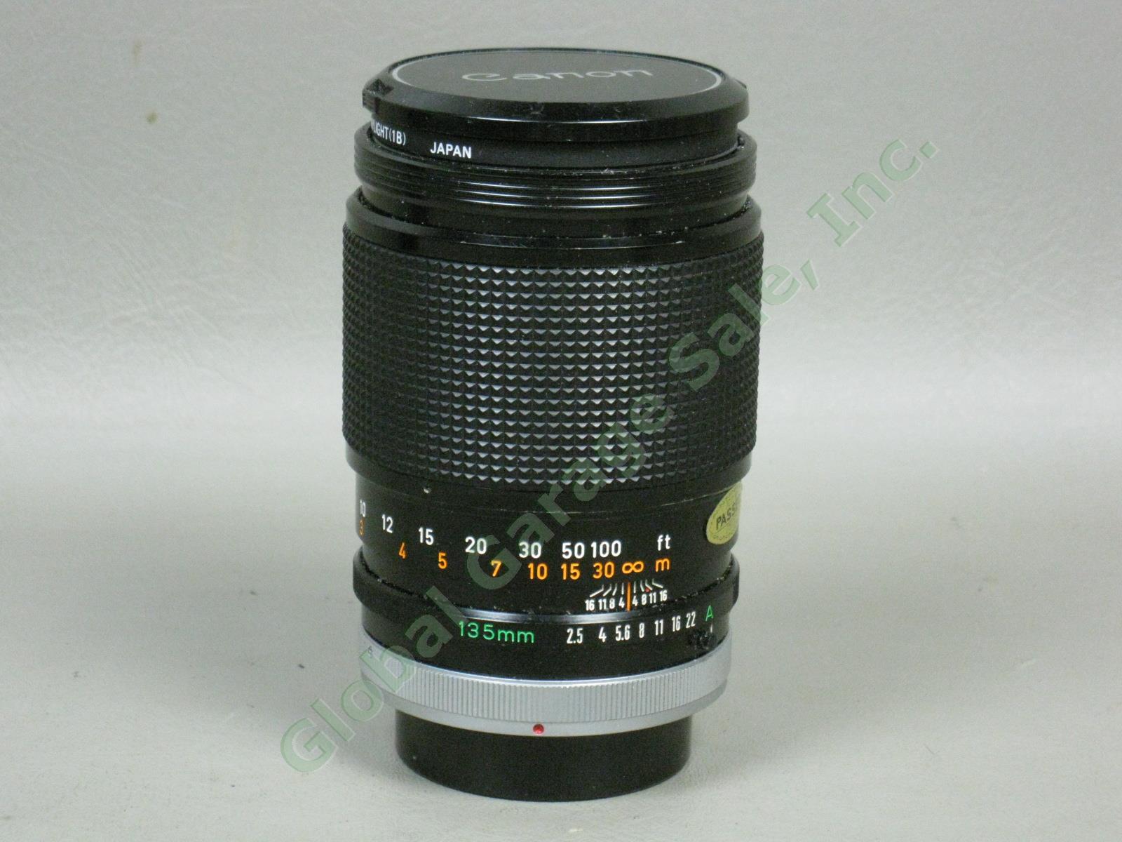 Canon EF 35mm SLR Camera + FD 50mm 1:1.8 + 135mm 1:2.5 SC Telephoto Lens Lot NR! 11