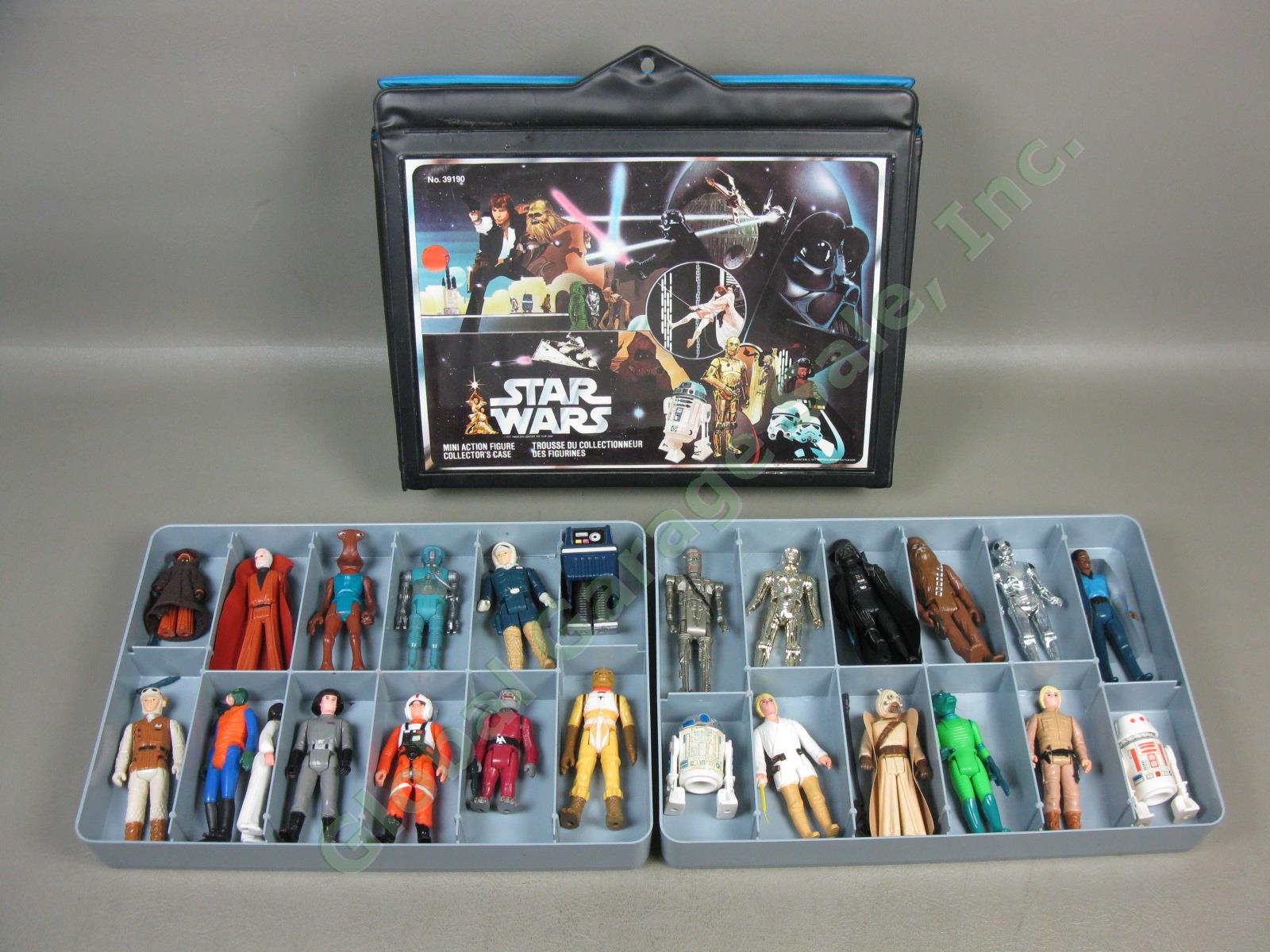 25 Vtg Star Wars Action Figure Lot +Case 1977-1980 Darth Luke Obi-Wan GMFGI LFL+