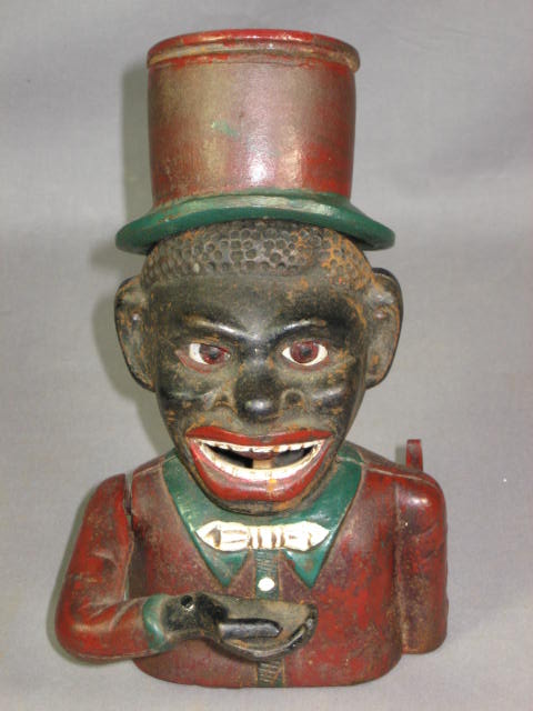 Antique Cast Iron Jolly Black Americana Mechanical Bank 2