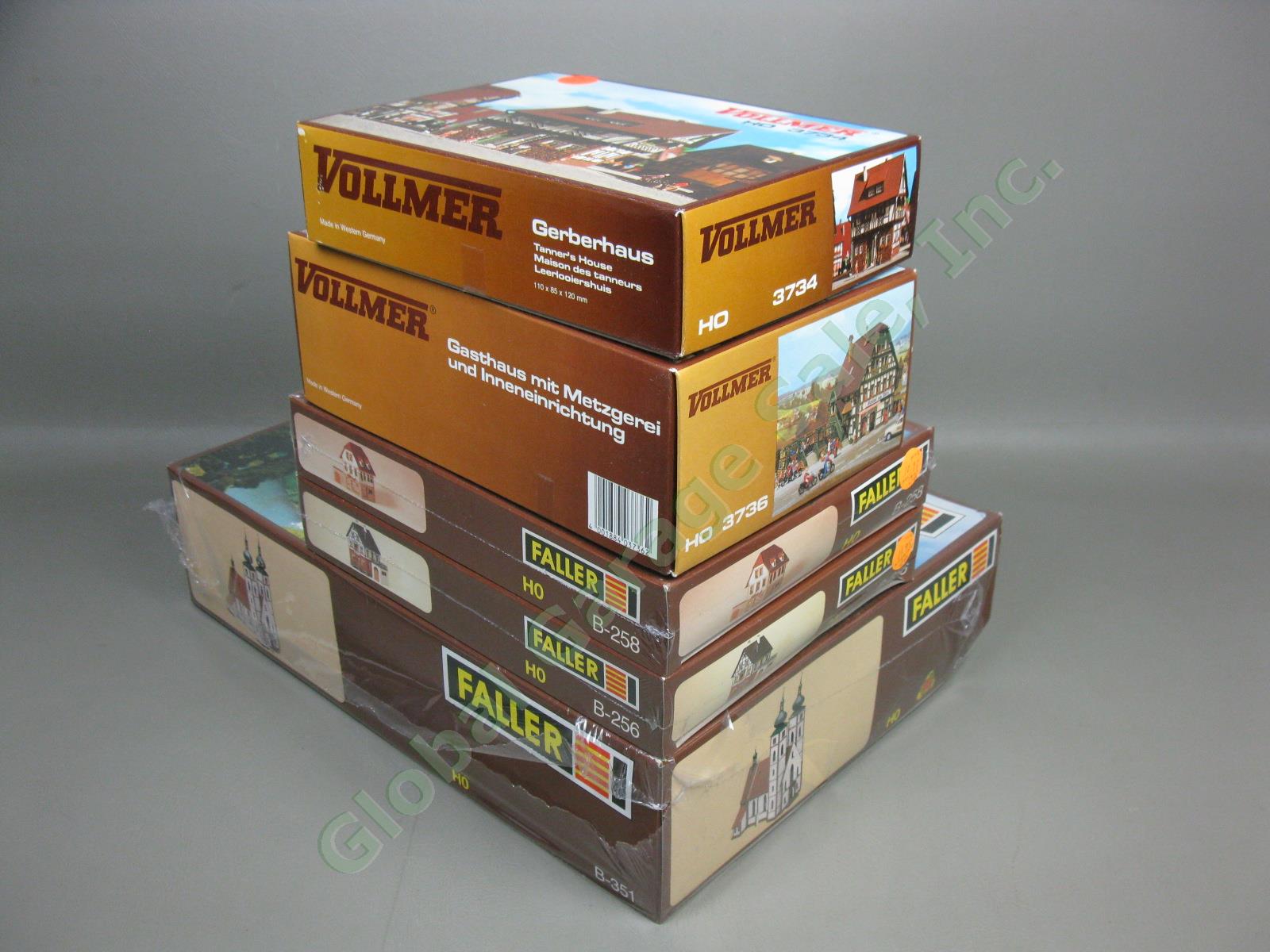 5 NEW Faller Vollmer HO Model Train Building Kit Set Lot 3734 3736 B-256 258 351 8