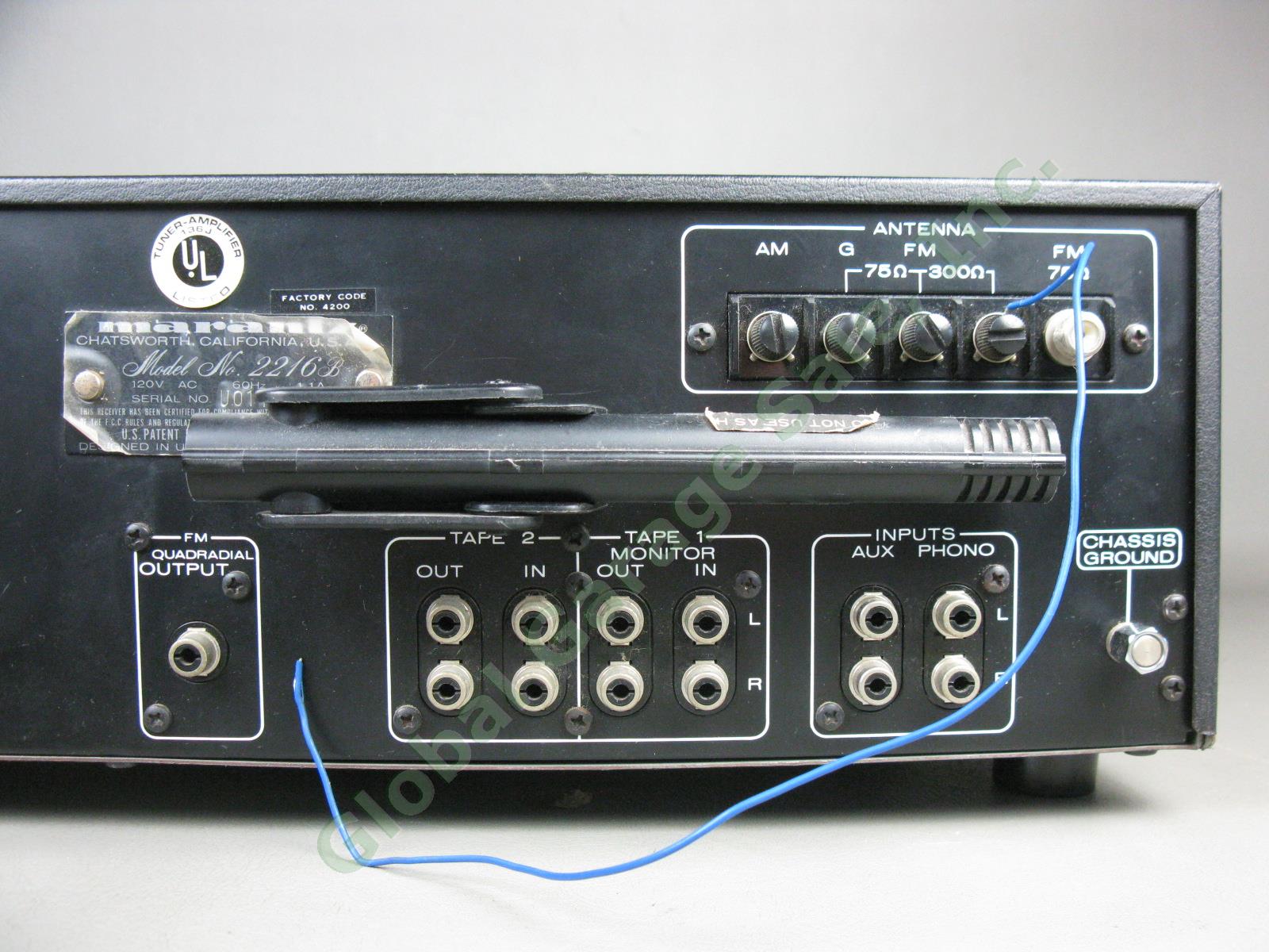 Vtg 1970s Marantz Model 2216B AM/FM Stereo Receiver WORKS! W/ LED Lights Upgrade 5