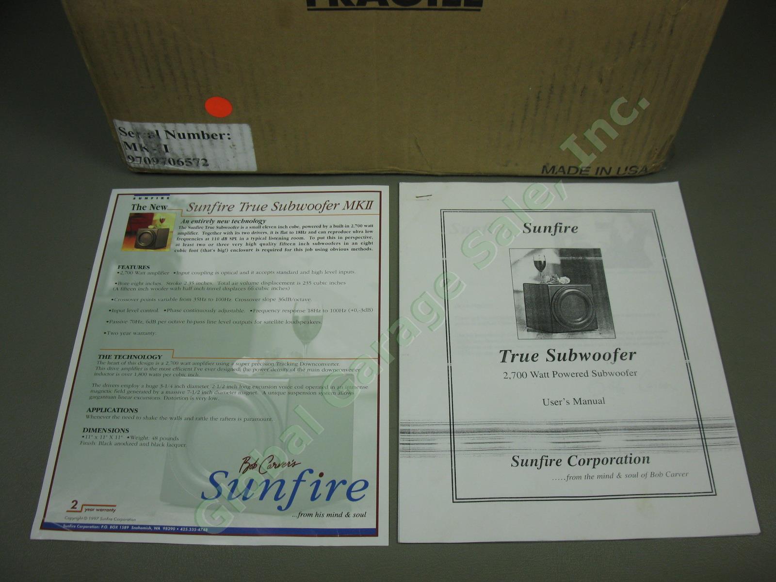 Sunfire True Subwoofer MK II Bob Carver Woofer Tested No Amp As-Is Parts/Repair 1