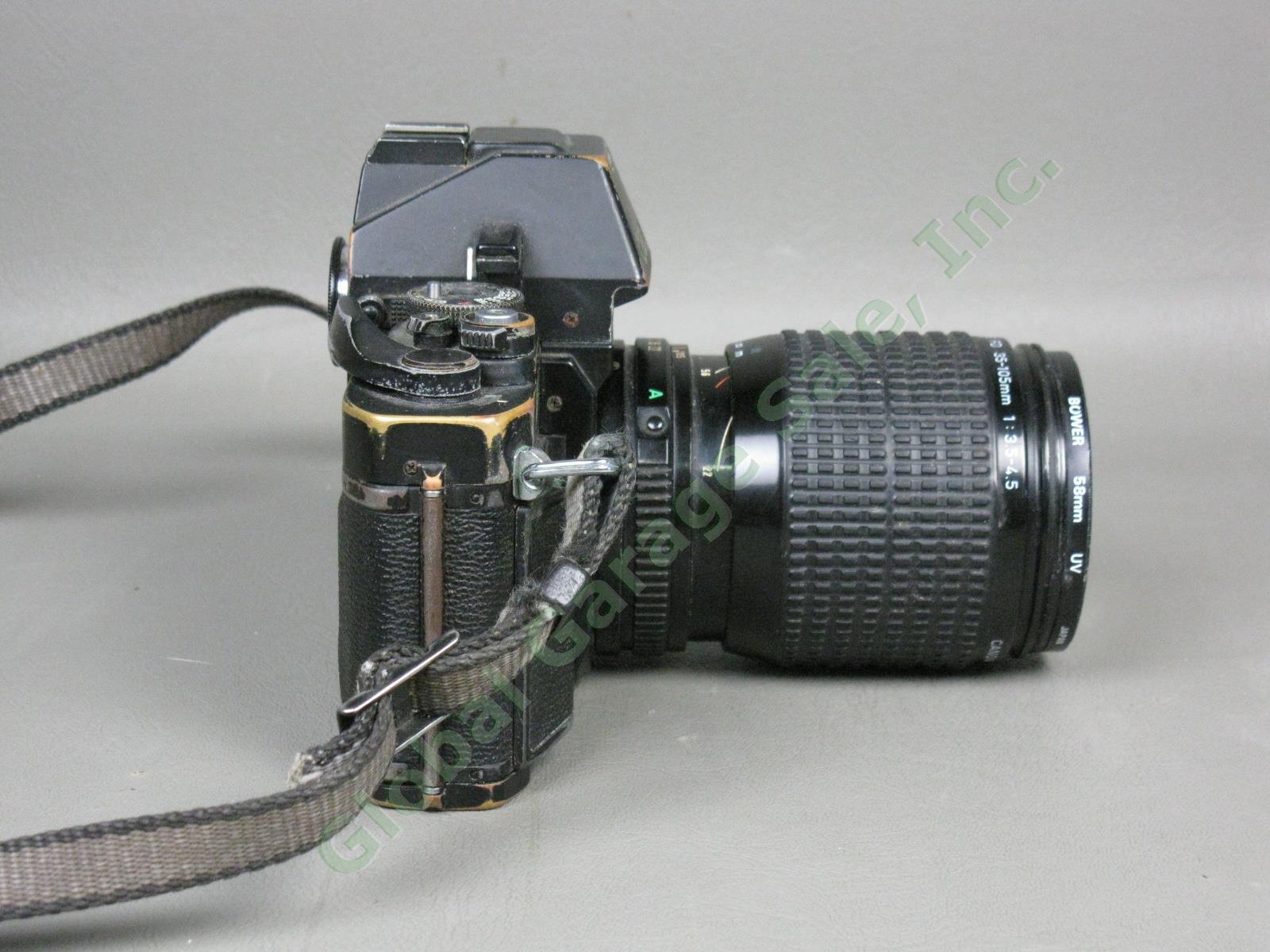 Vtg 1970s Canon F-1 35mm SLR Film Camera FD 35-105mm 1:3.5-4.5 Zoom Lens As-Is 1