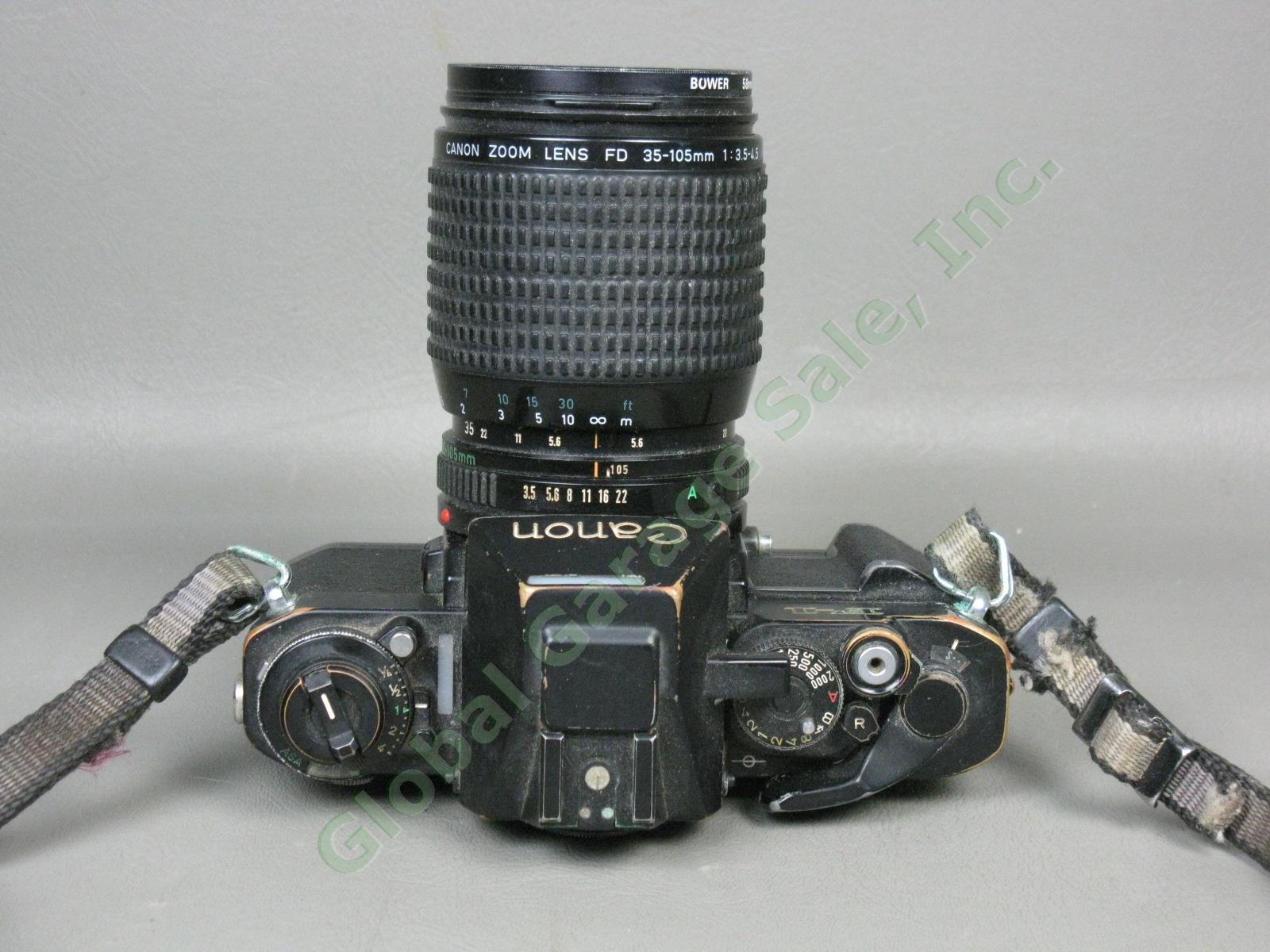 Vtg 1970s Canon F-1 35mm SLR Film Camera FD 35-105mm 1:3.5-4.5 Zoom Lens As-Is 4