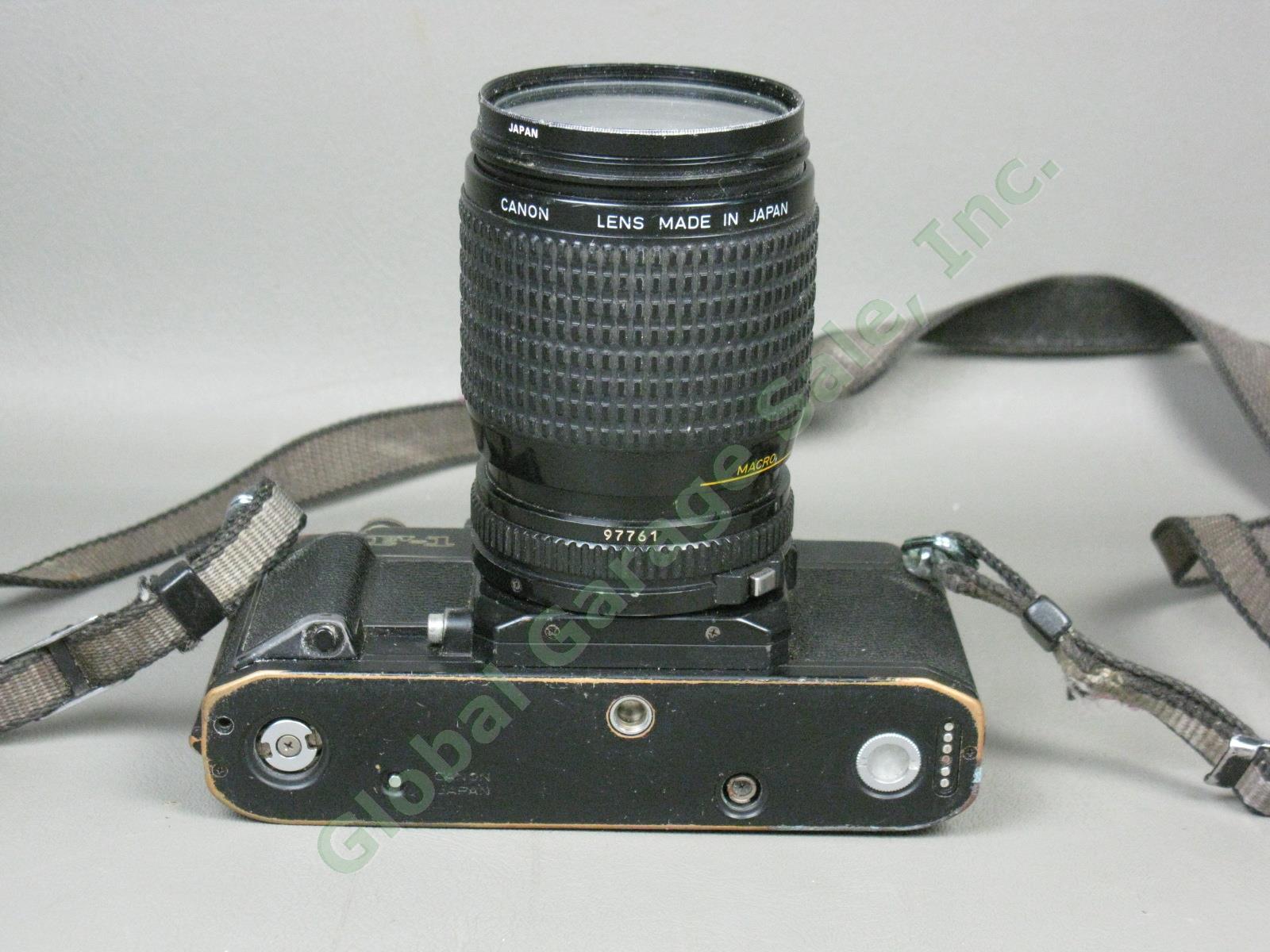 Vtg 1970s Canon F-1 35mm SLR Film Camera FD 35-105mm 1:3.5-4.5 Zoom Lens As-Is 5