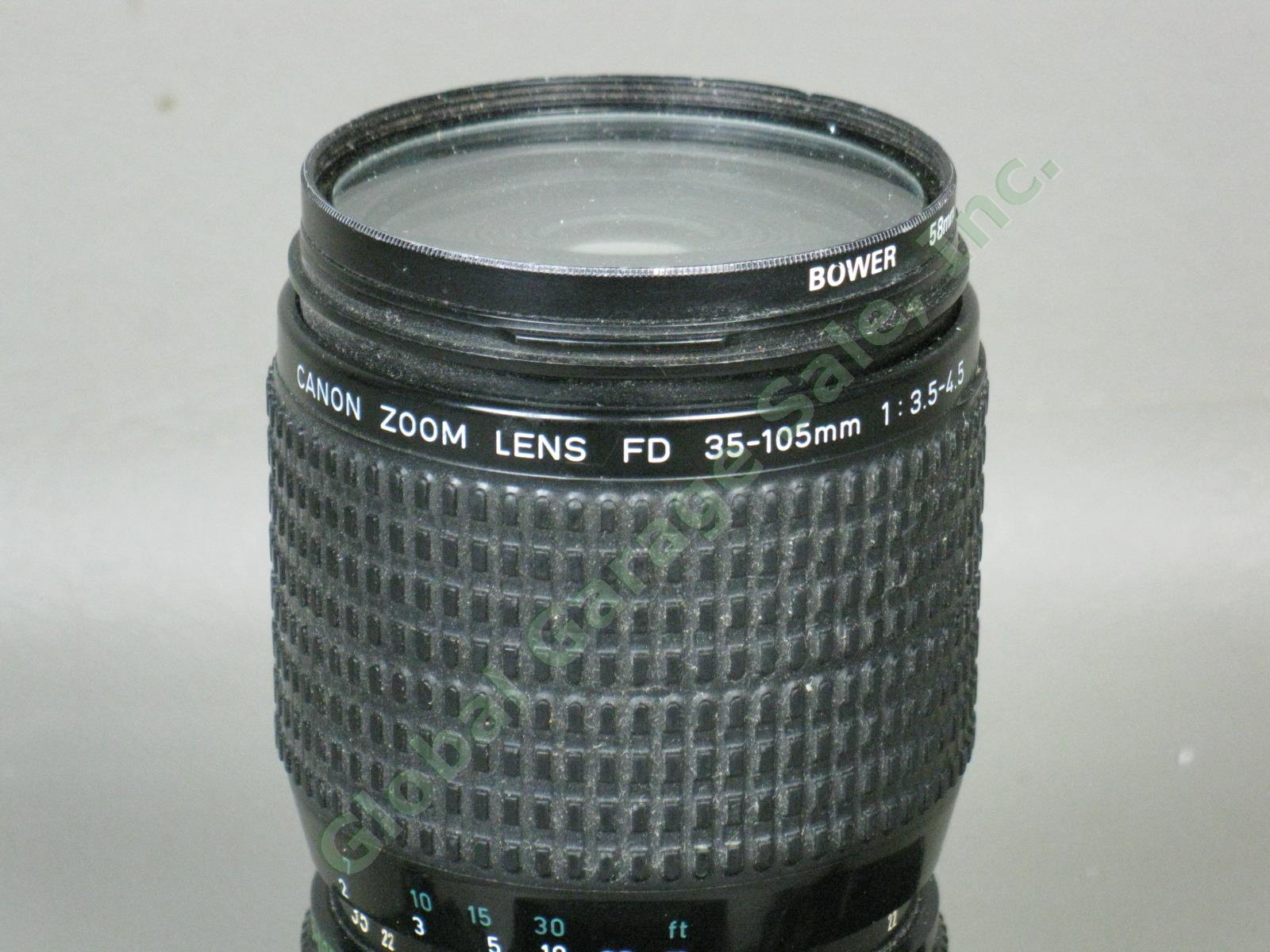 Vtg 1970s Canon F-1 35mm SLR Film Camera FD 35-105mm 1:3.5-4.5 Zoom Lens As-Is 8