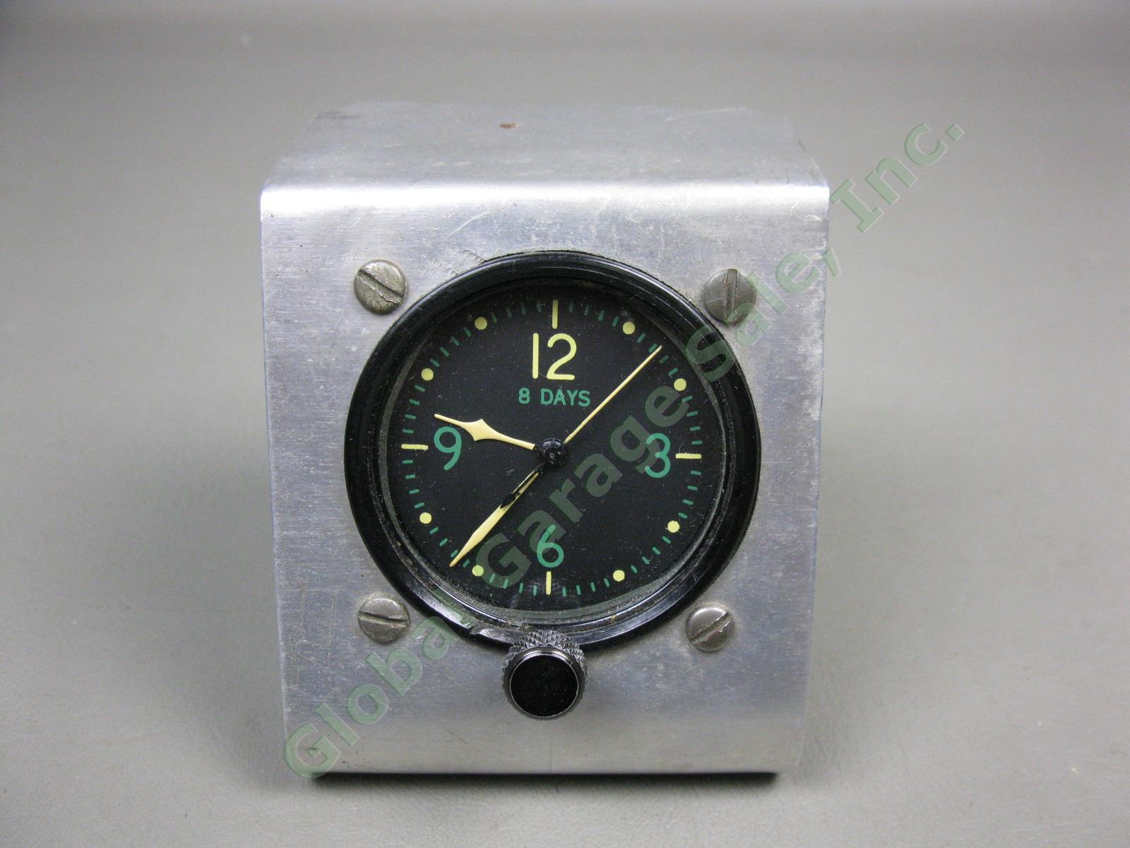 WWII Elgin National 8-Day Military Aircraft Cockpit Dash Clock Runs 77254 1759