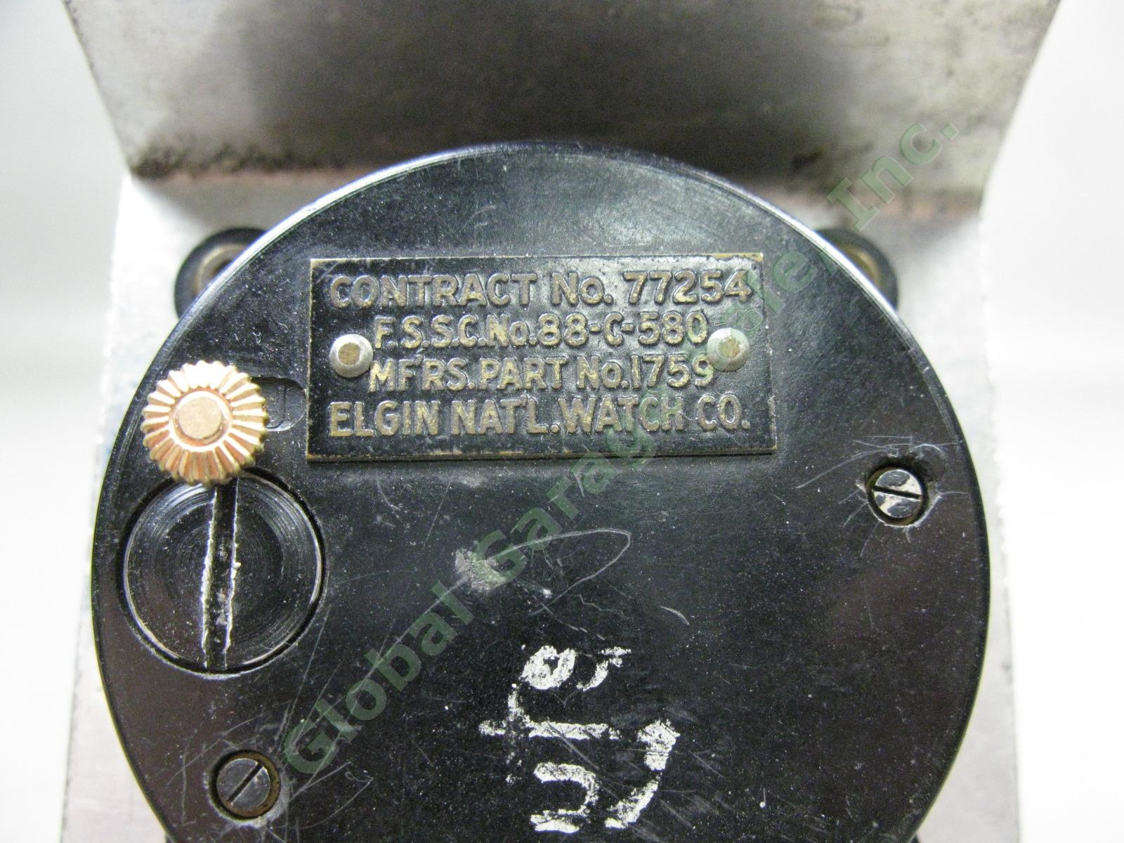 WWII Elgin National 8-Day Military Aircraft Cockpit Dash Clock Runs 77254 1759 4