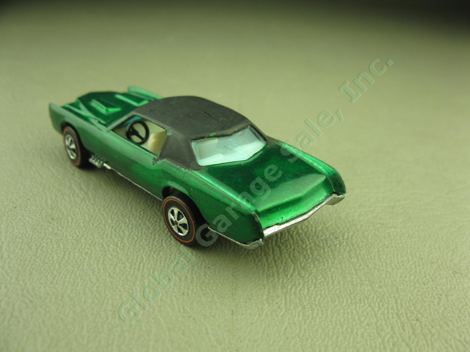 Vtg Mattel HotWheels Redline 1967 Custom Eldorado Green Hong Kong HK Diecast Car 3
