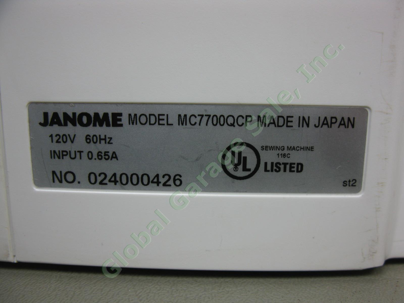 Janome Horizon Memory Craft MC 7700 QCP Sewing Machine Bundle Lot 1 Owner EUC NR 13