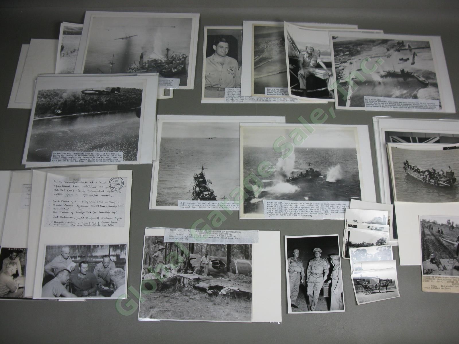 45 WWII US Army Air Force Press Photo Lot Pacific Theater General MacArthur B-25