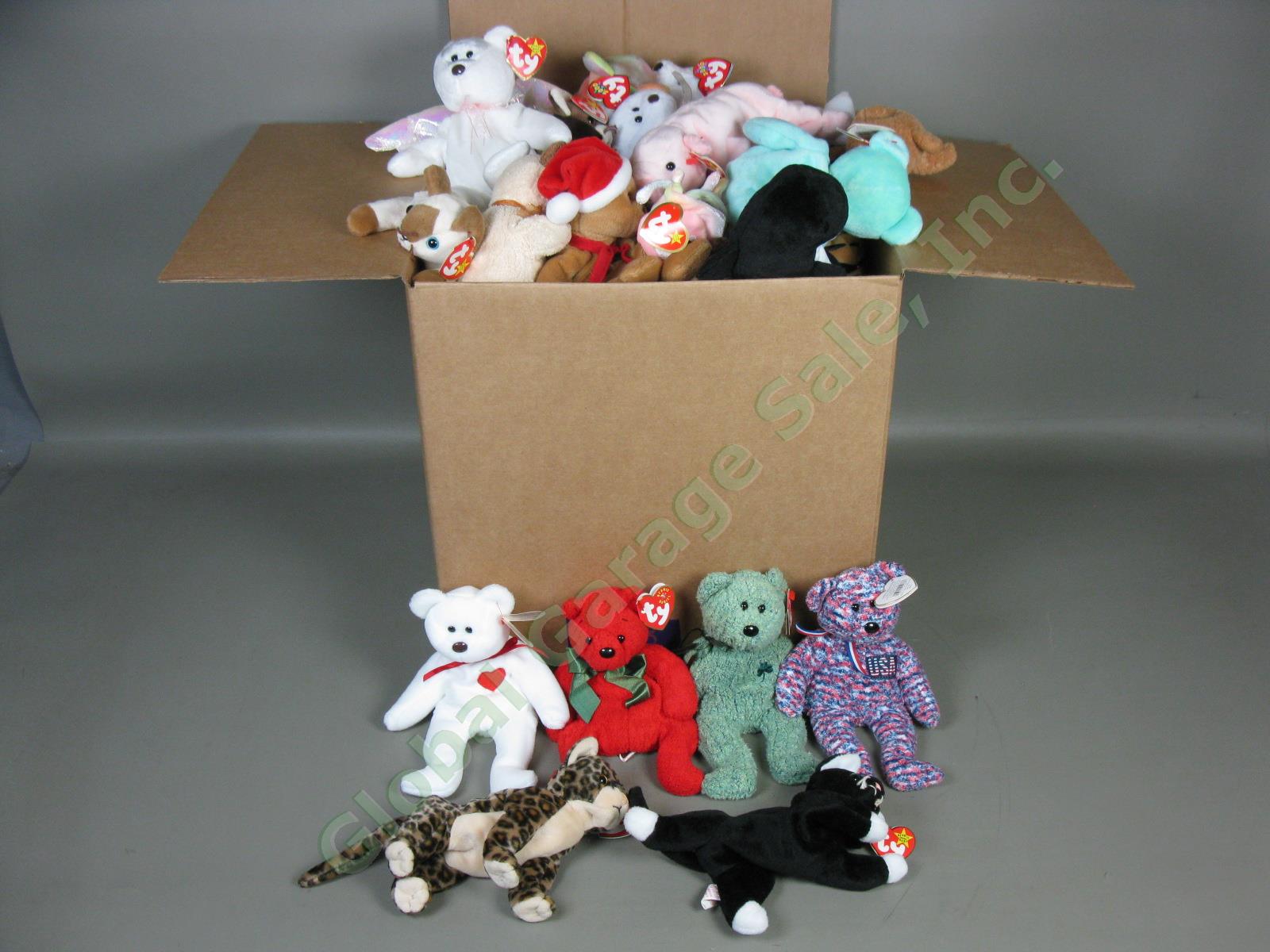 100 Vtg Ty Beanie Babies Lot All Different 1990s 2000s Squealer Roxie Snip Halo