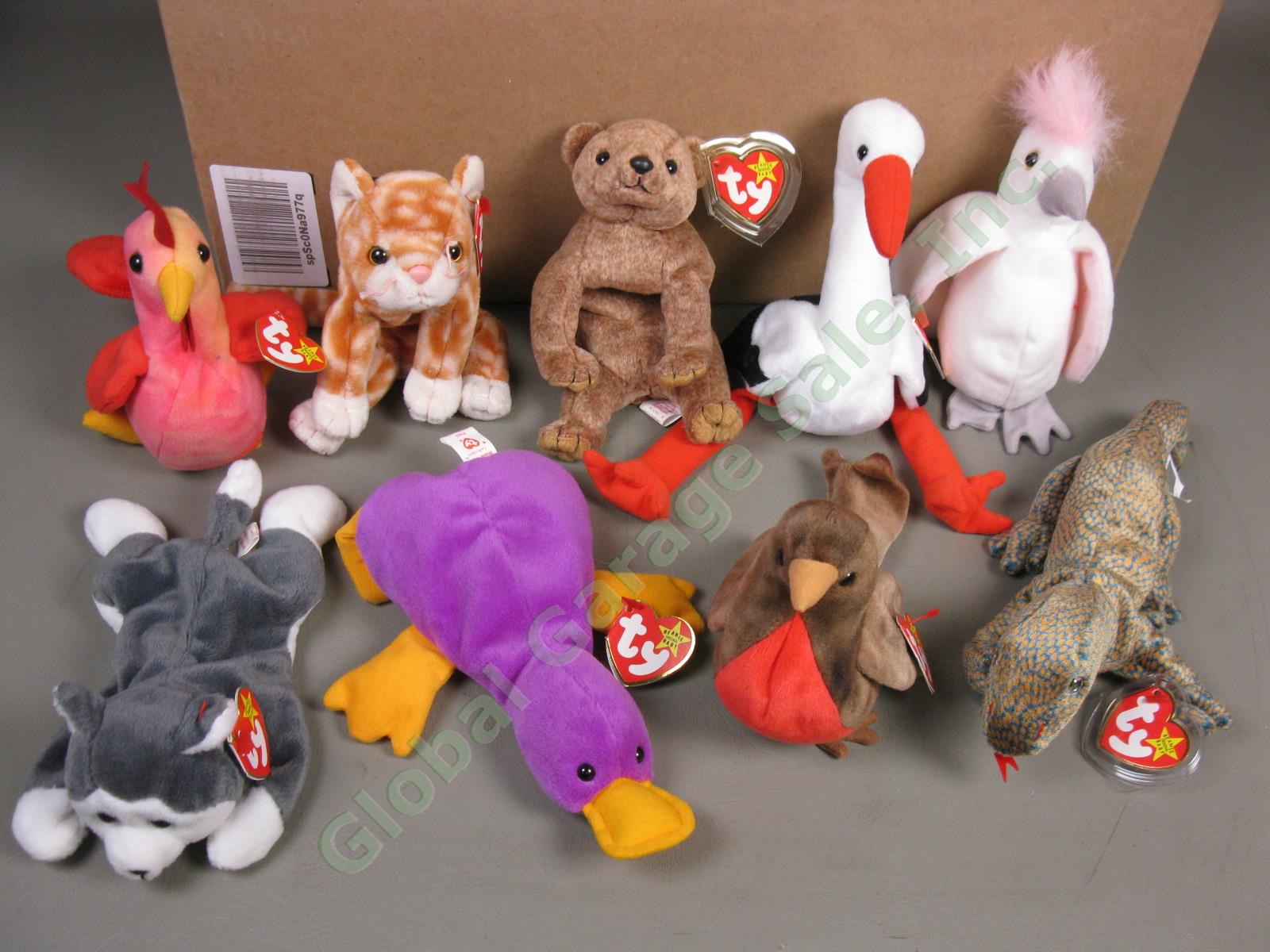 100 Vtg Ty Beanie Babies Lot All Different With Tags 1990s Hoppity Kuku Scaly ++ 1