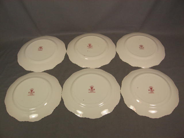 6 Antique Masons Ironstone Vista Red Dinner Plates Set 3