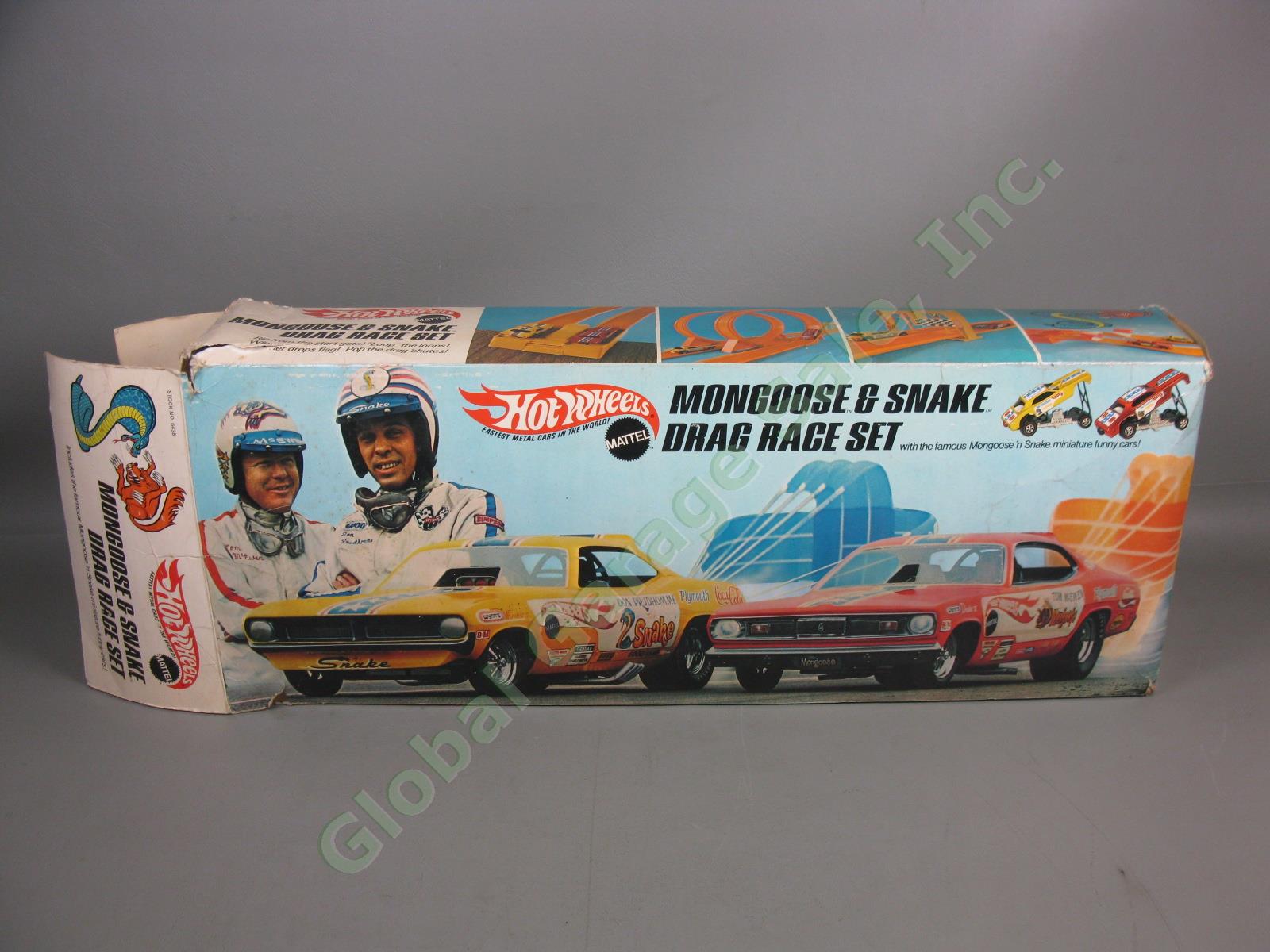 Vtg 1969 Mattel Hot Wheels Redline Mongoose & Snake Funny Car Drag Race Set 6438