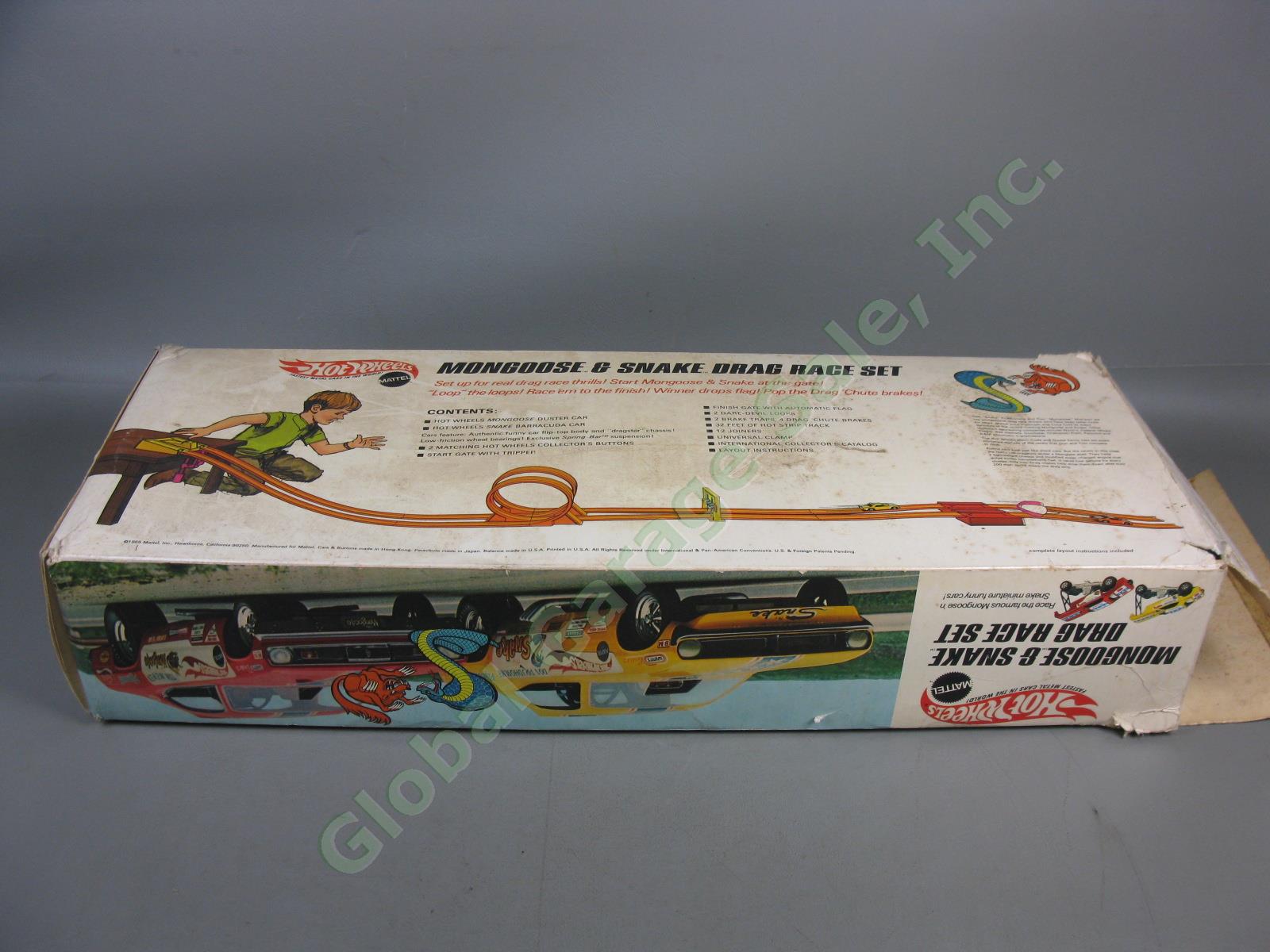 Vtg 1969 Mattel Hot Wheels Redline Mongoose & Snake Funny Car Drag Race Set 6438 1