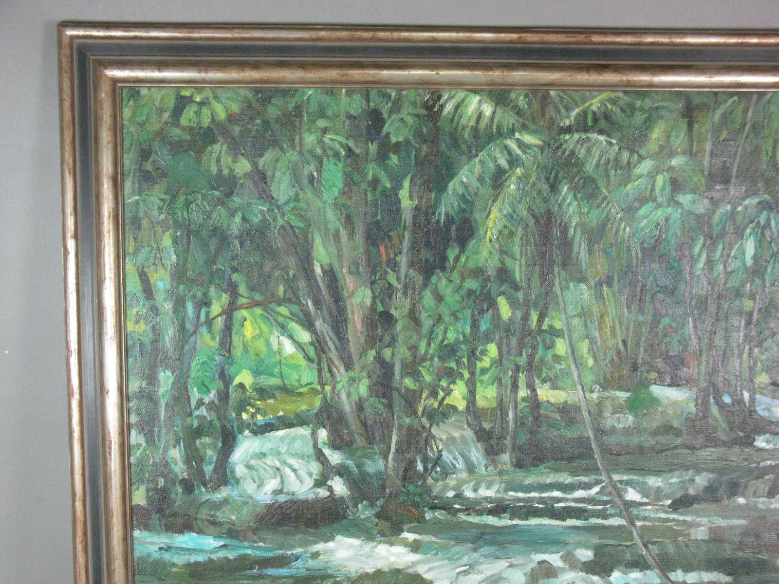 Vtg Signed Eric Smith Dunns River Falls Oil Painting Ochos Rios Jamaica 28"x36" 1