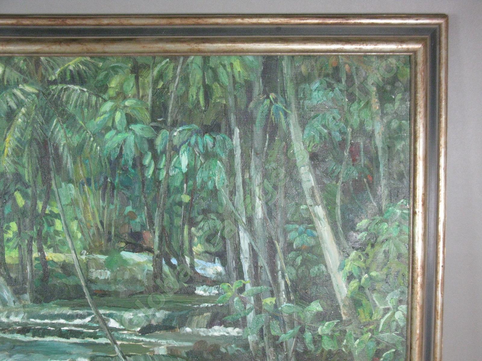 Vtg Signed Eric Smith Dunns River Falls Oil Painting Ochos Rios Jamaica 28"x36" 2