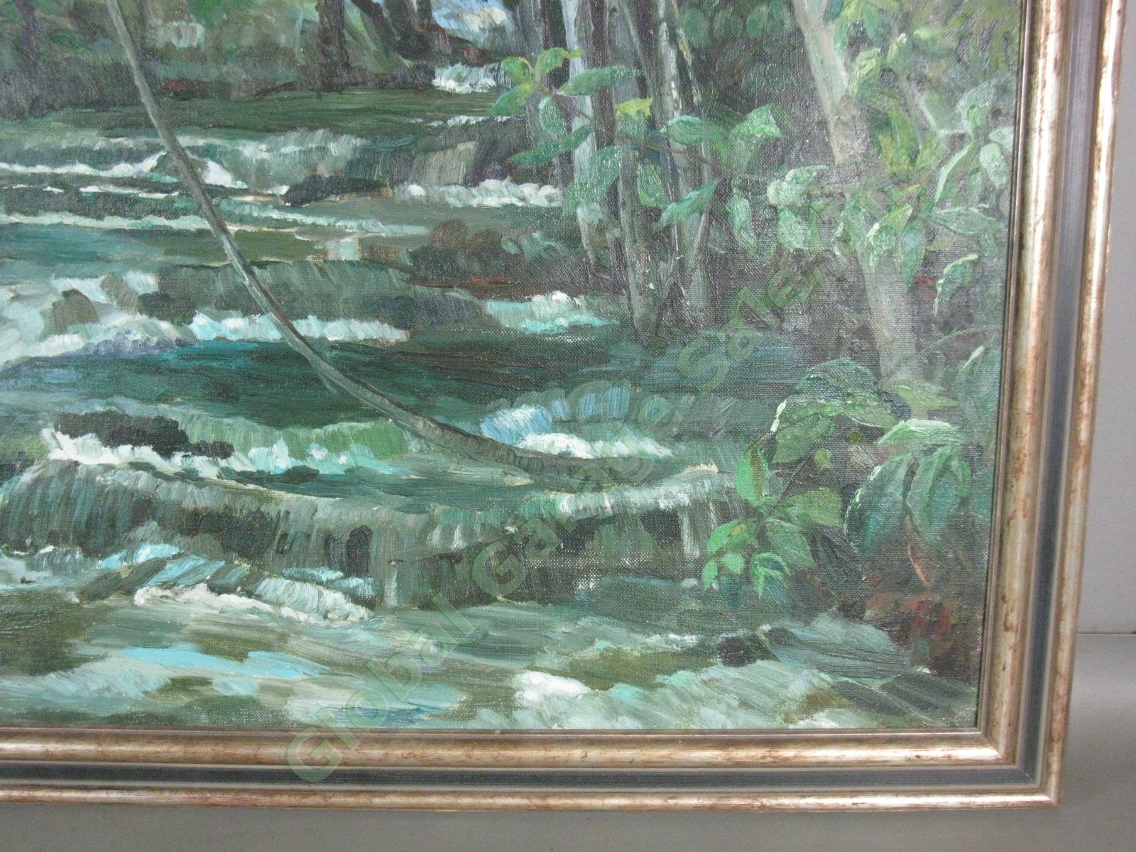 Vtg Signed Eric Smith Dunns River Falls Oil Painting Ochos Rios Jamaica 28"x36" 4