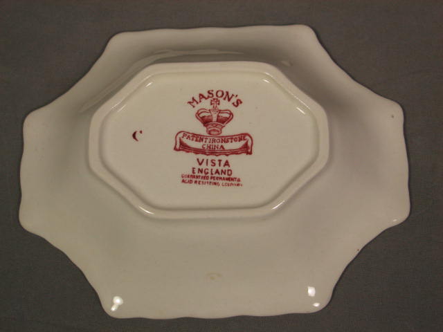Antique Masons Ironstone Vista Red Serving Bowl Set NR 3