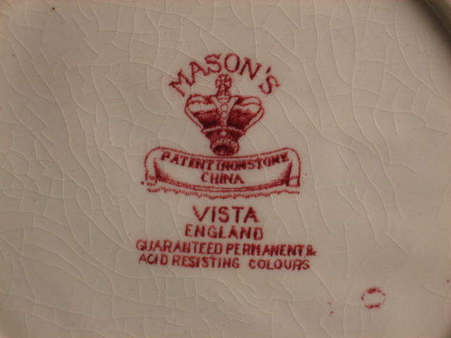 Antique Masons Ironstone Vista Red Serving Bowl Set NR 10