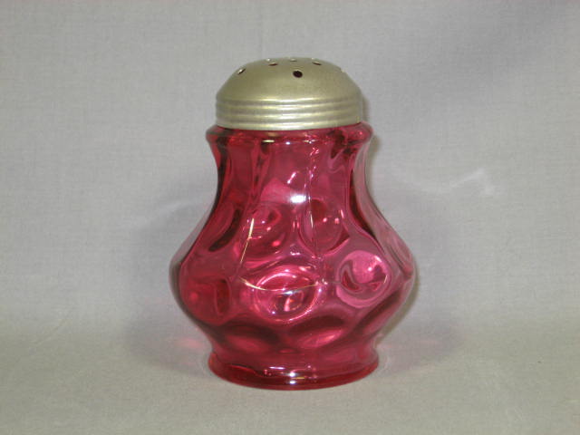 Antique Ruby Red Glass Sugar Shaker Creamer Bowl Set NR 2