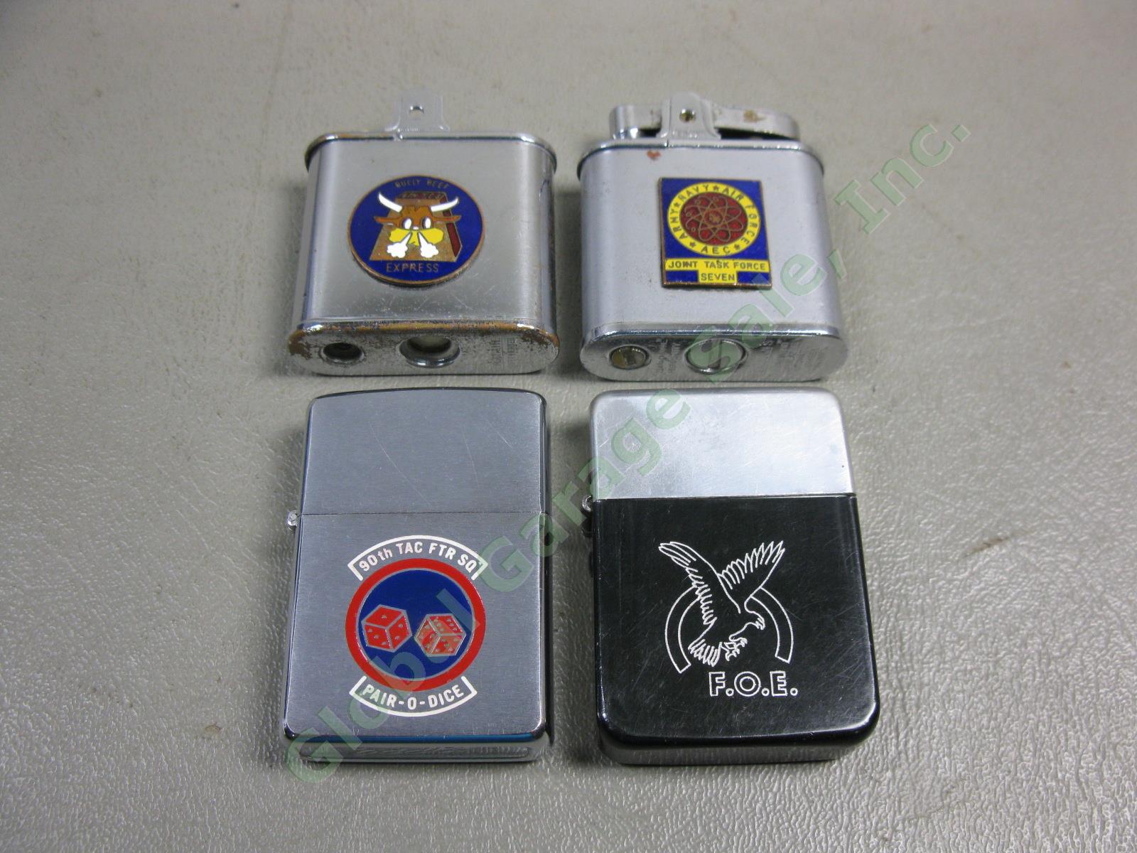 4 Vtg Lighter Lot US USA Army Navy Air Force Military Vietnam WWII Zippo Penguin