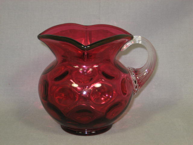 Antique Ruby Red Glass Sugar Shaker Creamer Bowl Set NR 4