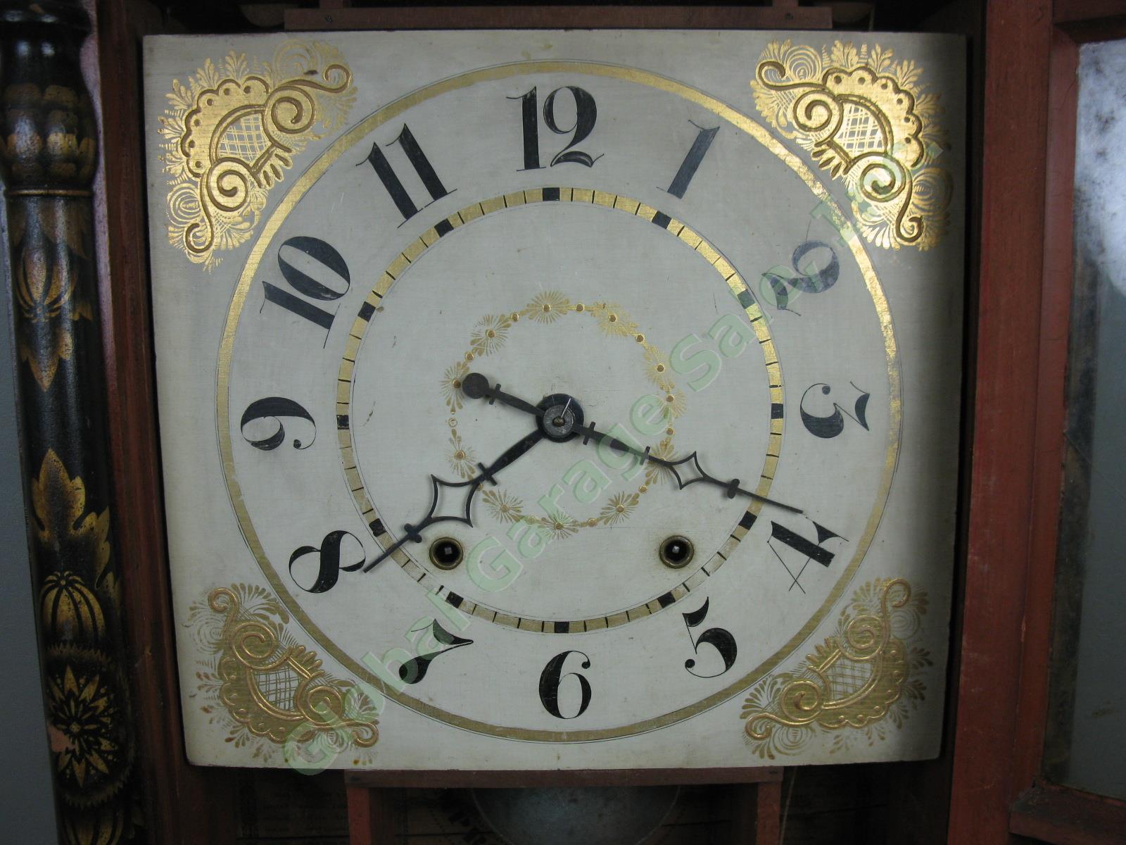 Vtg Antique Jerome & Darrow Weight Driven Wood Wooden Works Mantel Shelf Clock 10