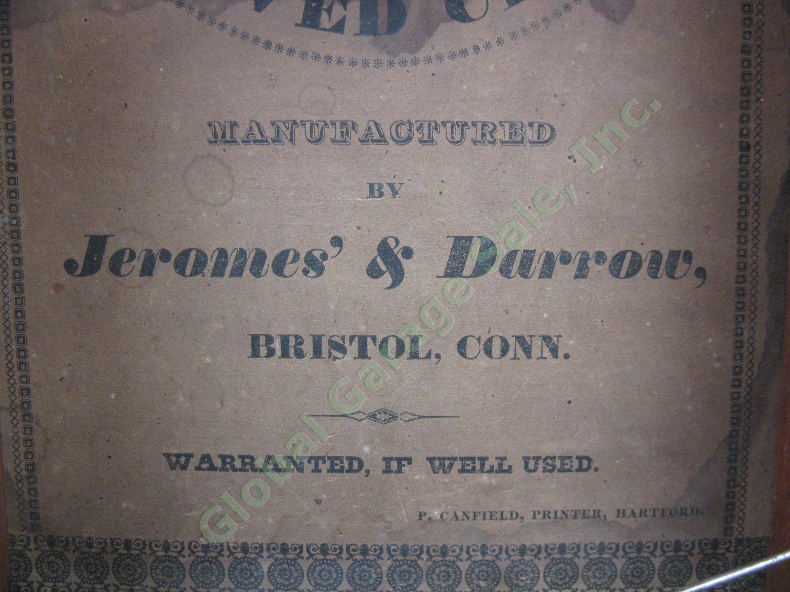 Vtg Antique Jerome & Darrow Weight Driven Wood Wooden Works Mantel Shelf Clock 11
