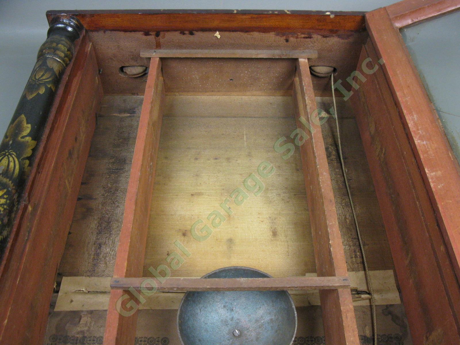 Vtg Antique Jerome & Darrow Weight Driven Wood Wooden Works Mantel Shelf Clock 19