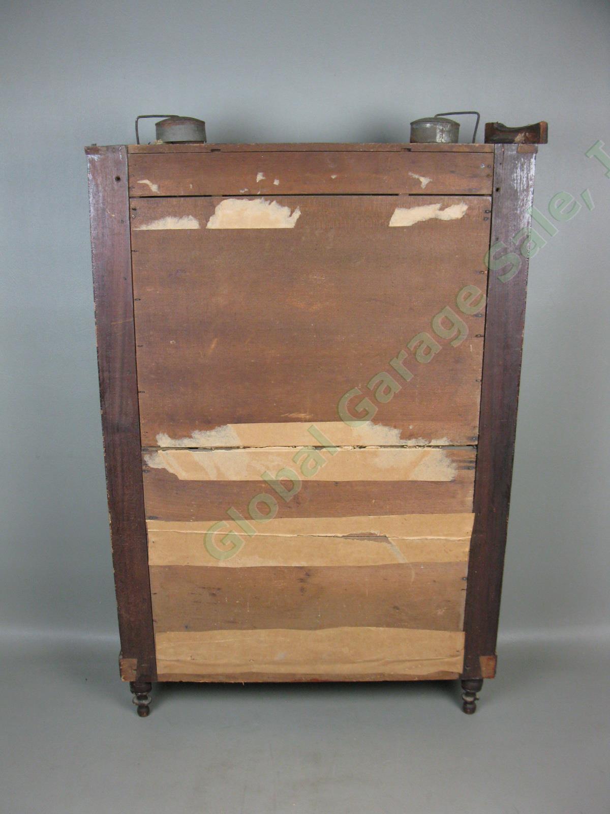 Vtg Antique Jerome & Darrow Weight Driven Wood Wooden Works Mantel Shelf Clock 21