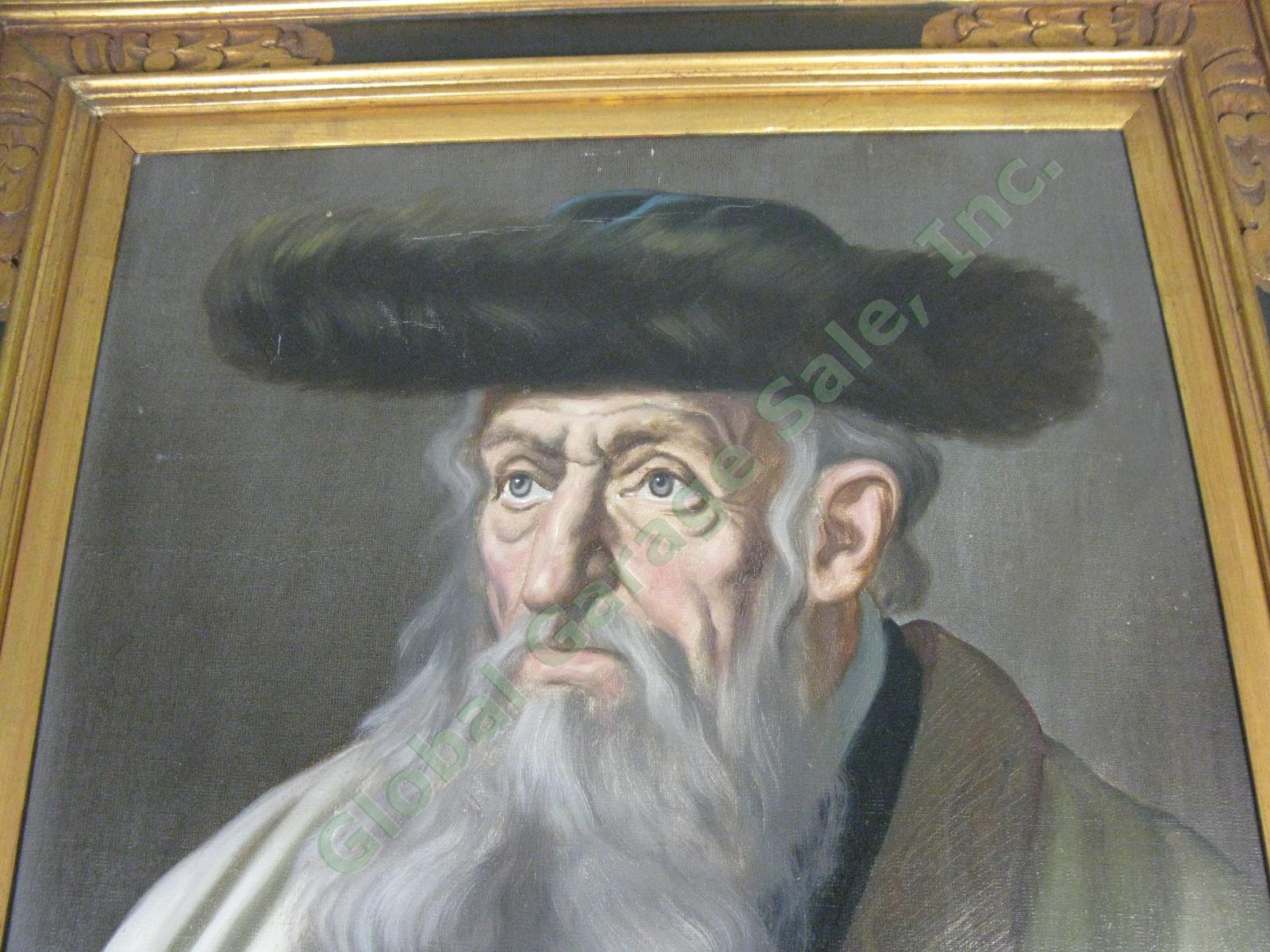 VTG Signed Original Oil Painting By Jeno Gussich Hungarian Jewish Rabbi Judaica 1
