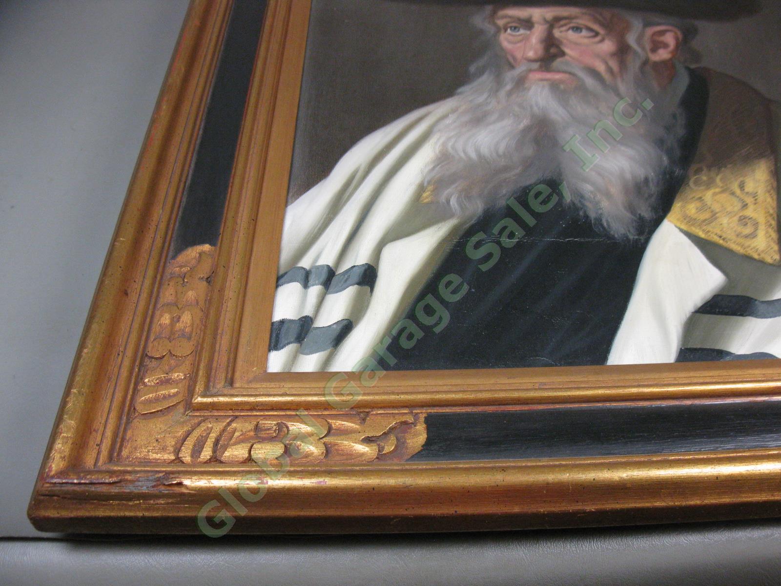 VTG Signed Original Oil Painting By Jeno Gussich Hungarian Jewish Rabbi Judaica 4