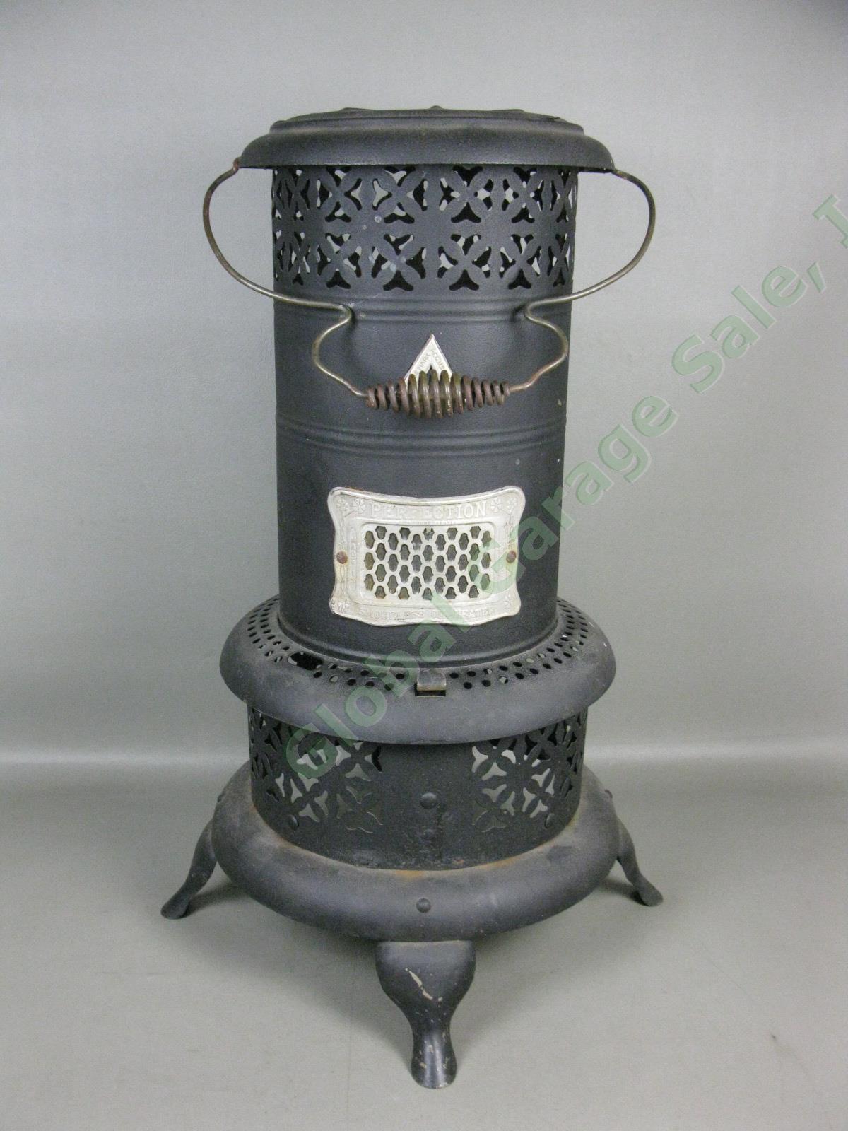 Vtg Antique Perfection Model Smokeless Kerosene Oil Heater Cabin Parlor Stove NR