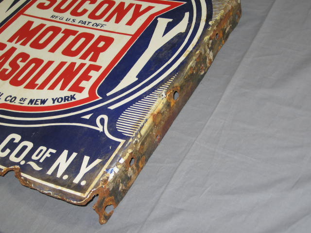 Vintage Socony Standard Oil NY 2-Sided Porcelain Sign 2