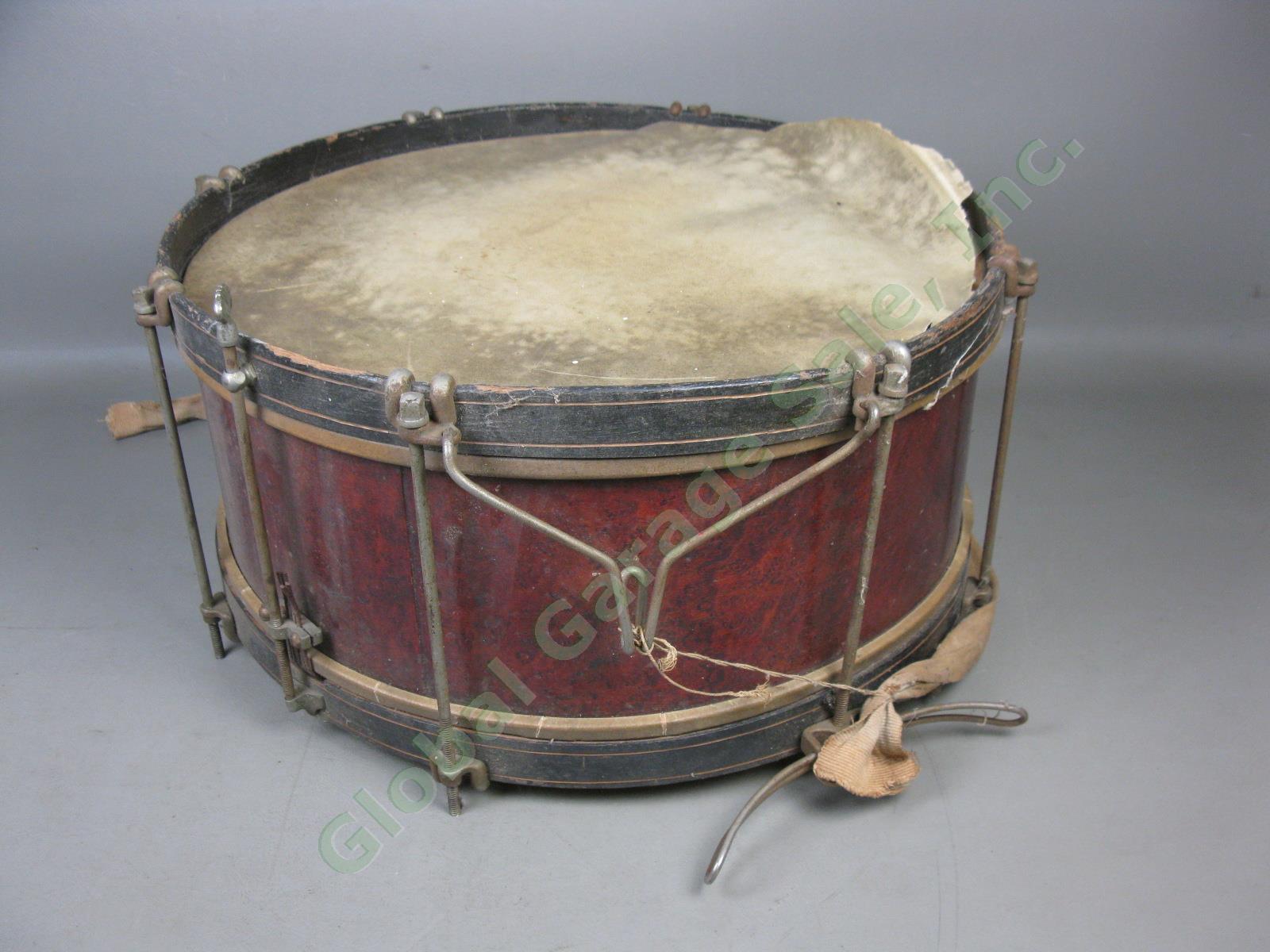 Vtg Antique Rudolph Wurlitzer 8-Lug Wood Shell Hoop Prussian Marching Snare Drum 3