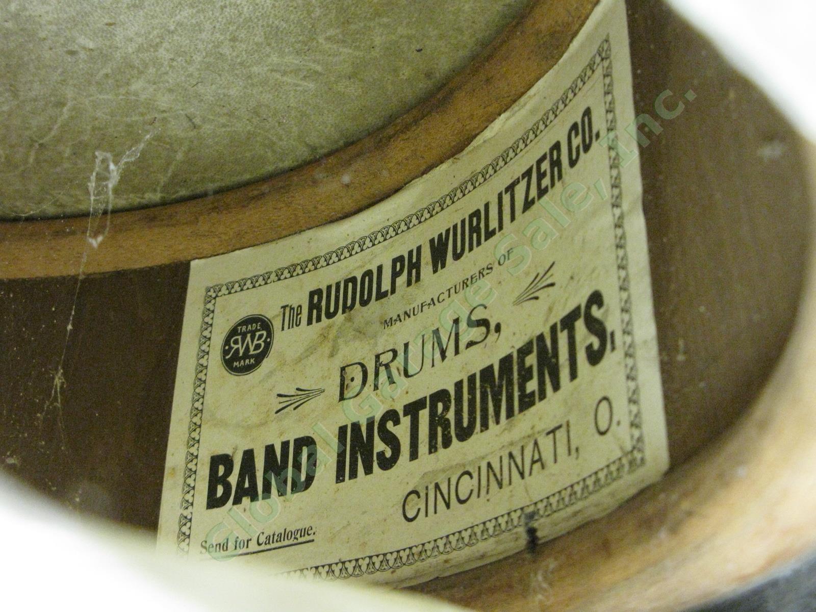 Vtg Antique Rudolph Wurlitzer 8-Lug Wood Shell Hoop Prussian Marching Snare Drum 7