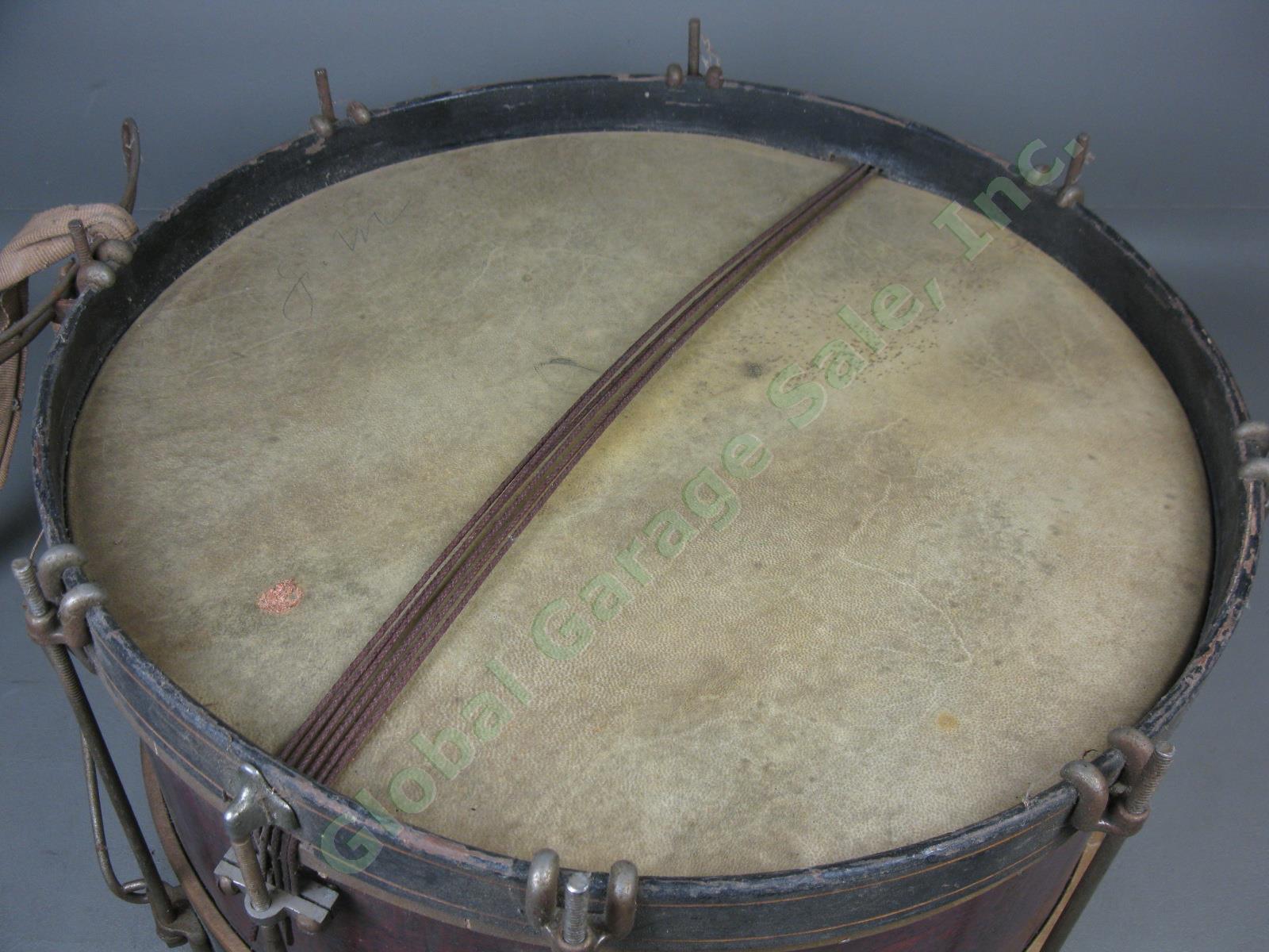 Vtg Antique Rudolph Wurlitzer 8-Lug Wood Shell Hoop Prussian Marching Snare Drum 8