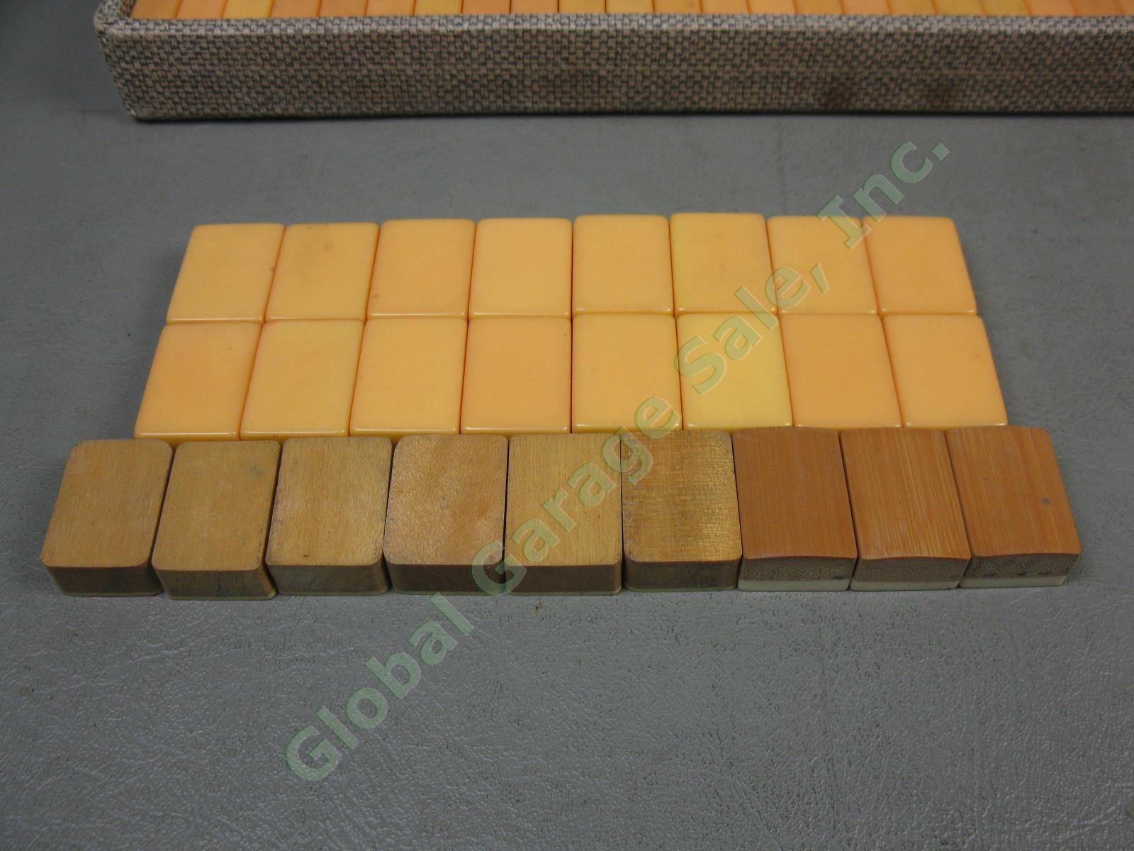 Vtg Mah Jong Jongg Mahjong Game Set 161 Bakelite Catalin Bamboo +Wood Tiles Rack 4
