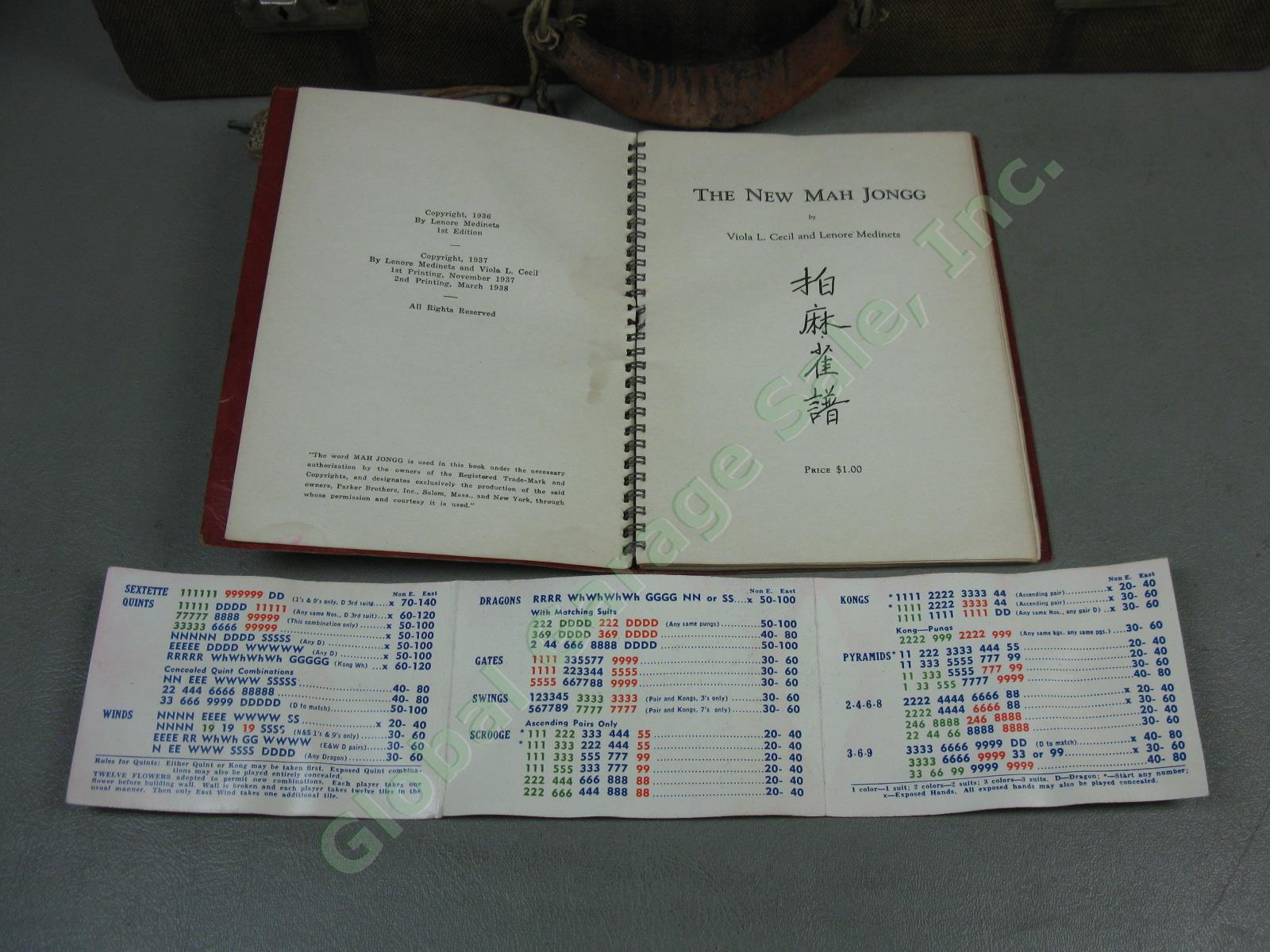 Vtg Mah Jong Jongg Mahjong Game Set 161 Bakelite Catalin Bamboo +Wood Tiles Rack 8