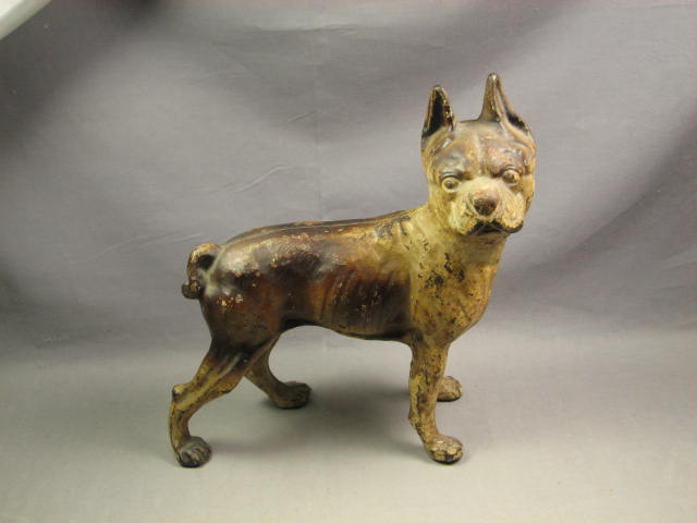 Original Antique Cast Iron Boston Terrier Dog Doorstop