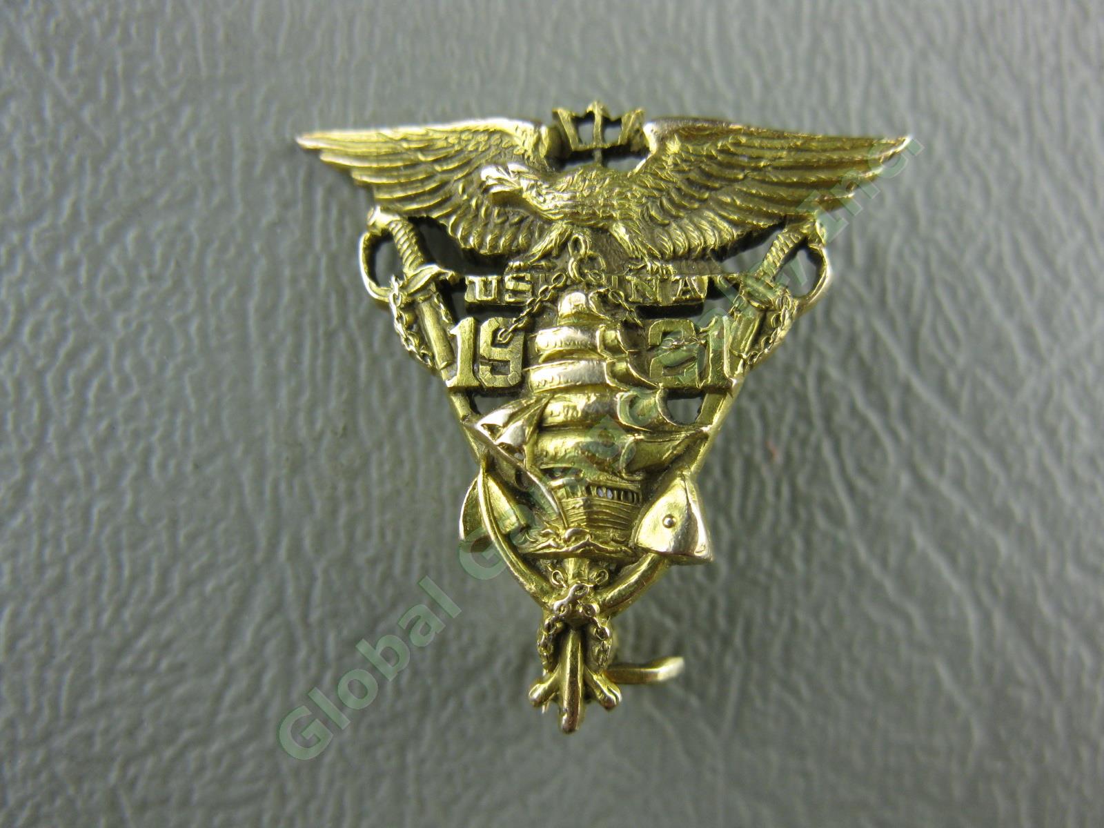 Vtg Antique 1921 J.E. Caldwell & Co 14K Gold USNA US Navy Naval Academy Pin NR!