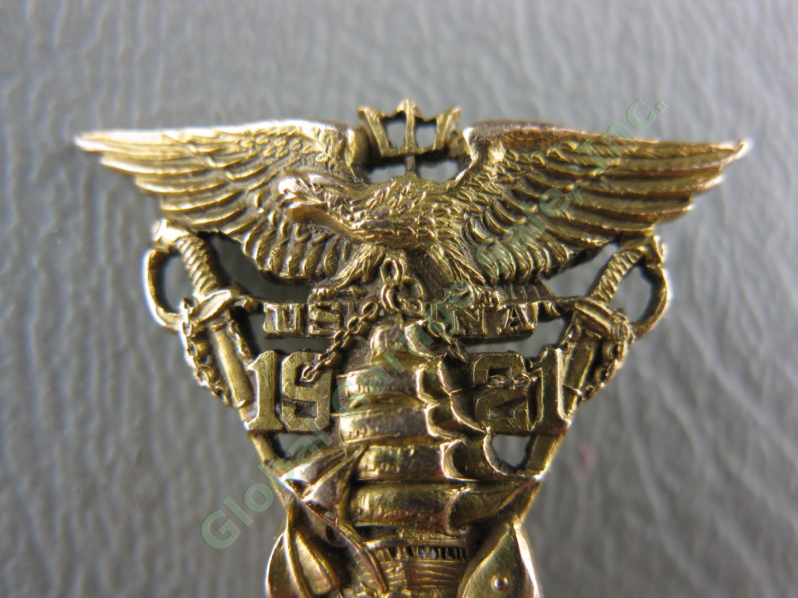 Vtg Antique 1921 J.E. Caldwell & Co 14K Gold USNA US Navy Naval Academy Pin NR! 1