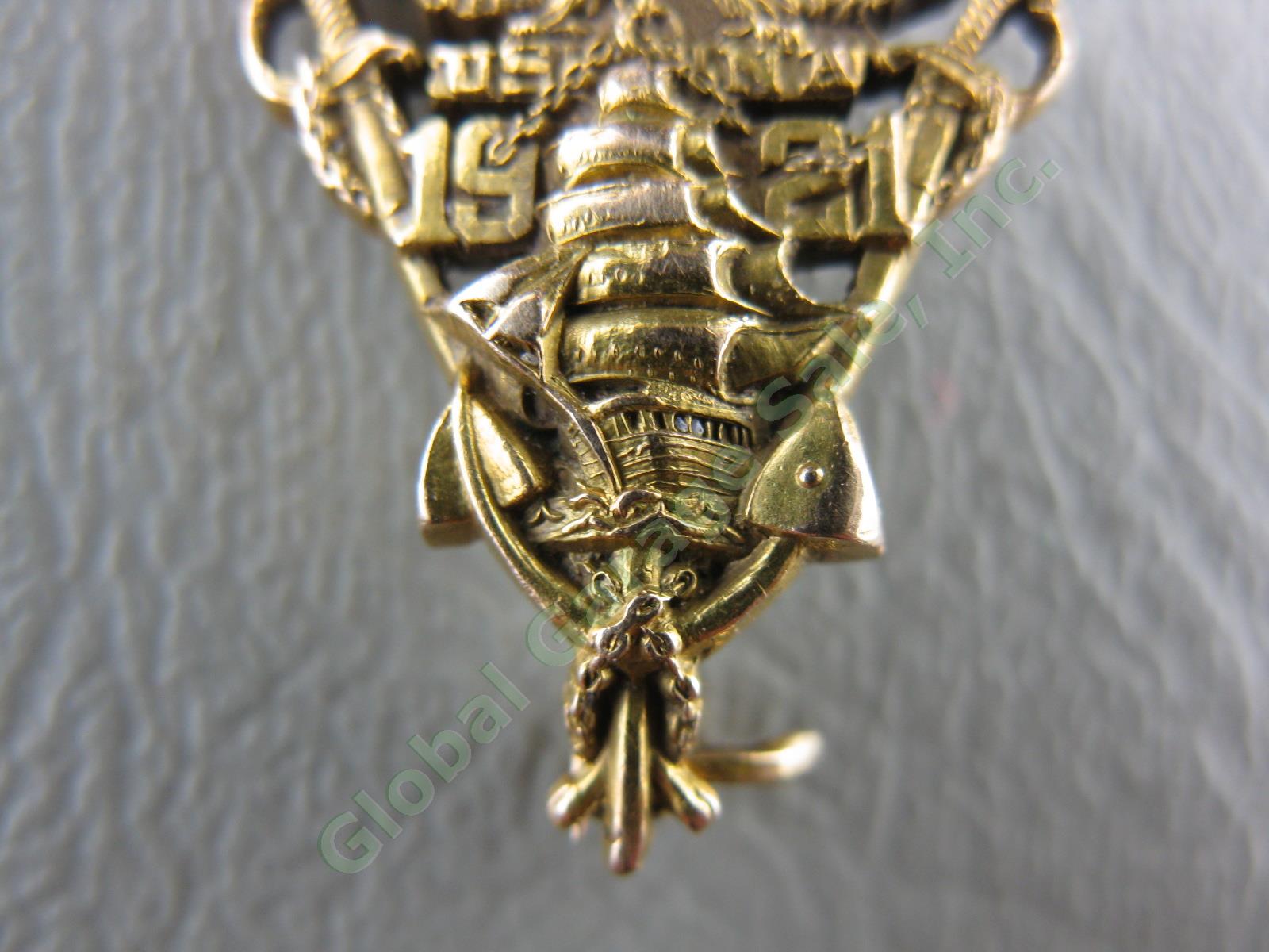 Vtg Antique 1921 J.E. Caldwell & Co 14K Gold USNA US Navy Naval Academy Pin NR! 2