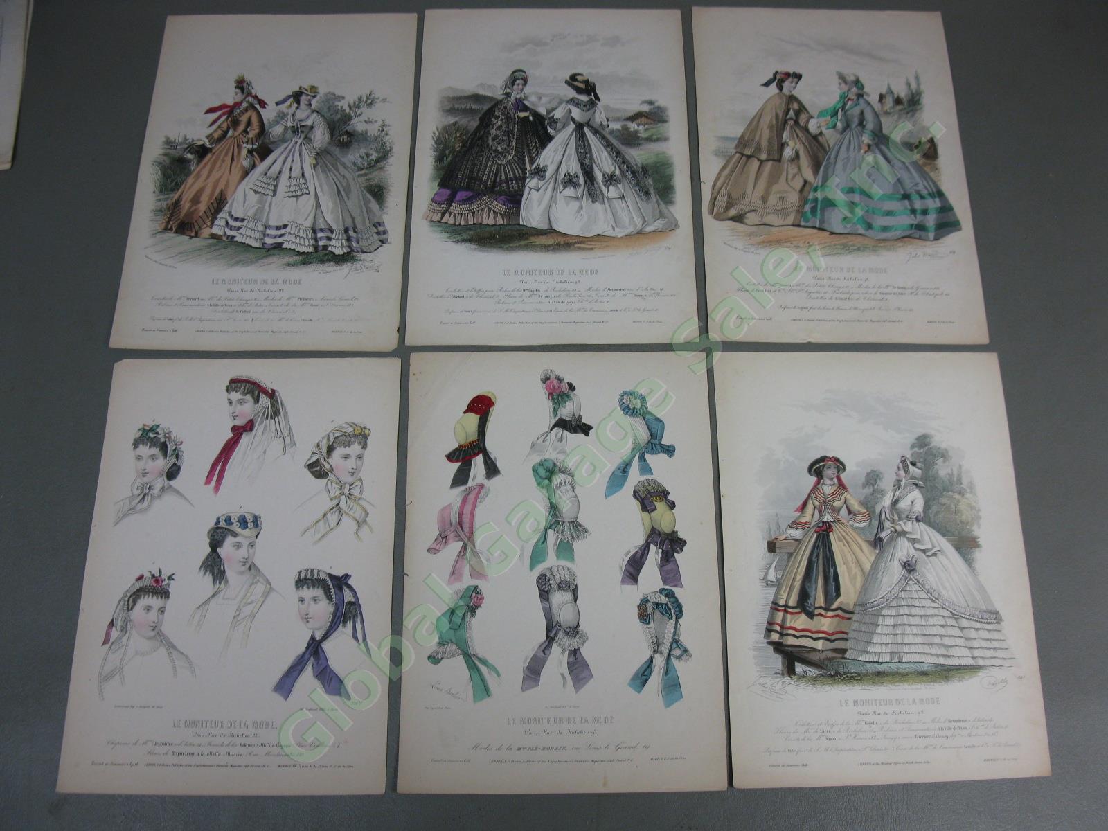 51 Antique Hand Colored Print Plate Lot Frank Leslie Gazette Lady Fashion French 5