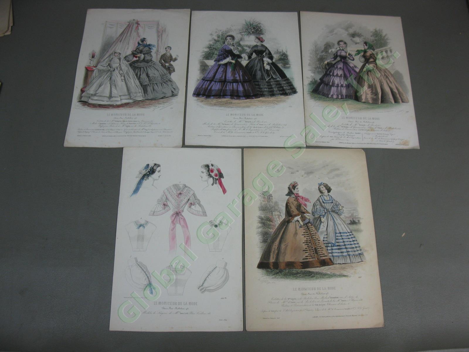 51 Antique Hand Colored Print Plate Lot Frank Leslie Gazette Lady Fashion French 7